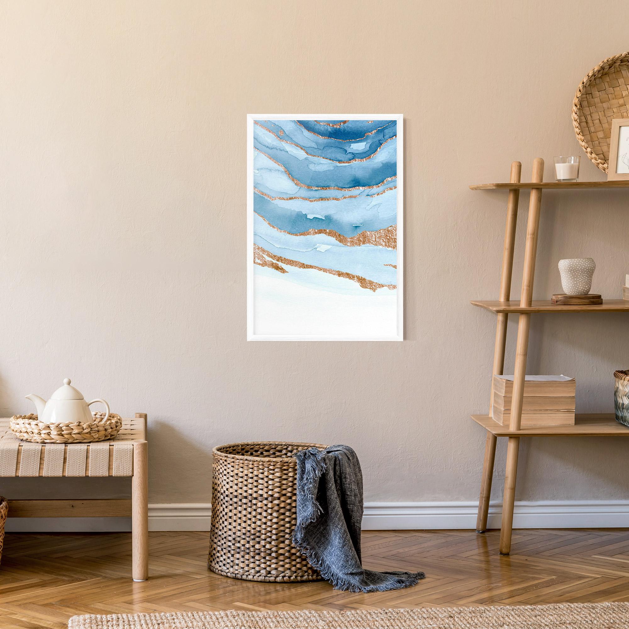 Keretezett Poszter Golden Glitter Blue mockup 9