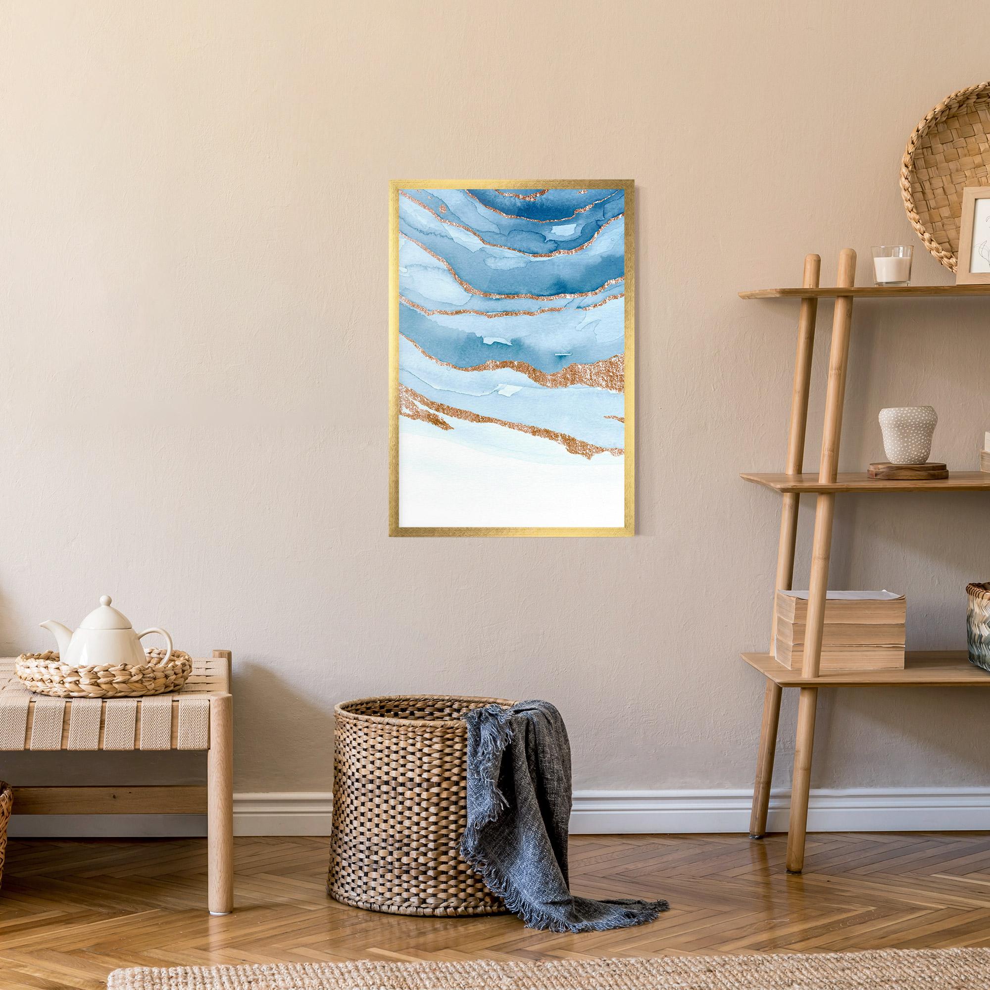 Keretezett Poszter Golden Glitter Blue mockup 9