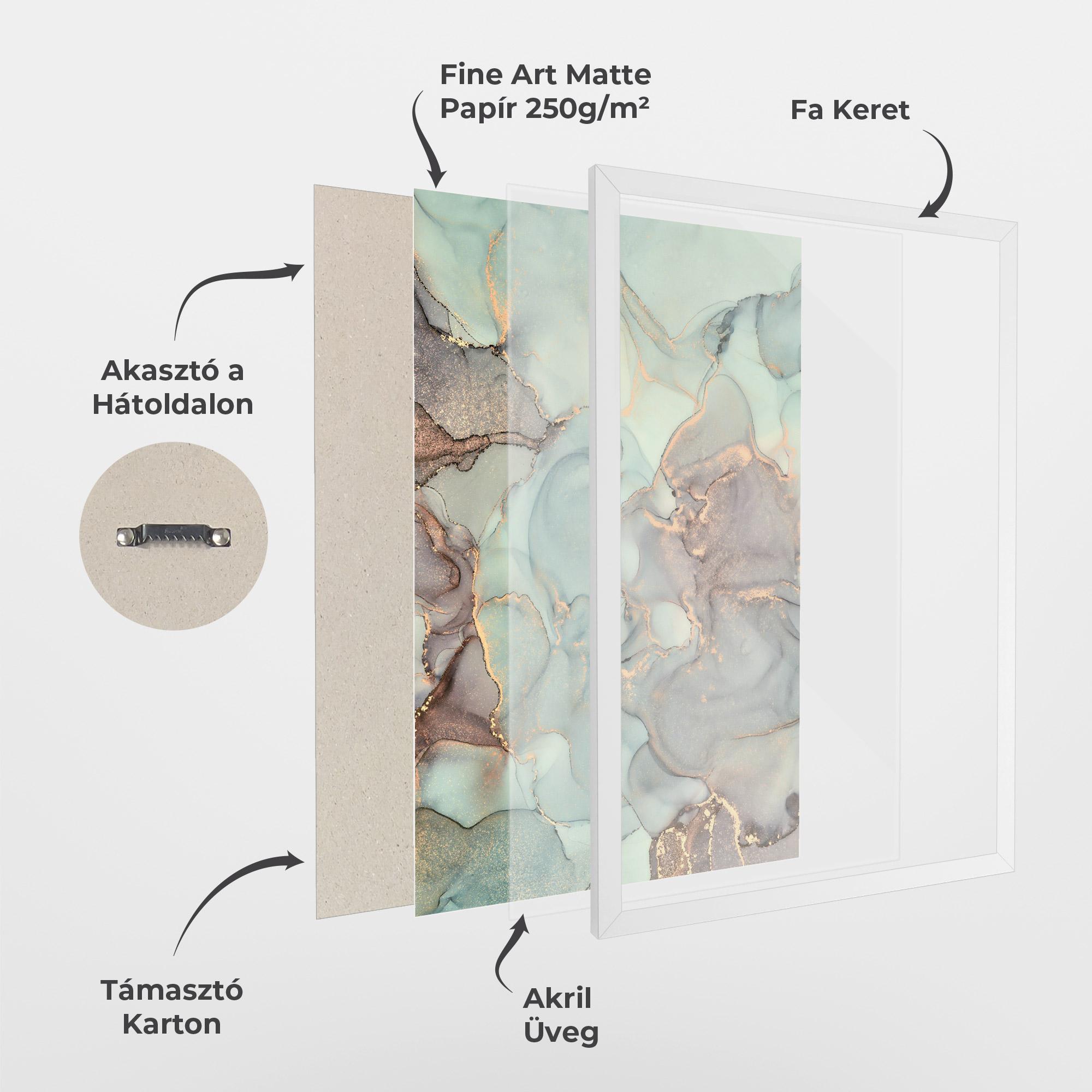 Keretezett Poszter Abstract Turquoise Marble mockup 1