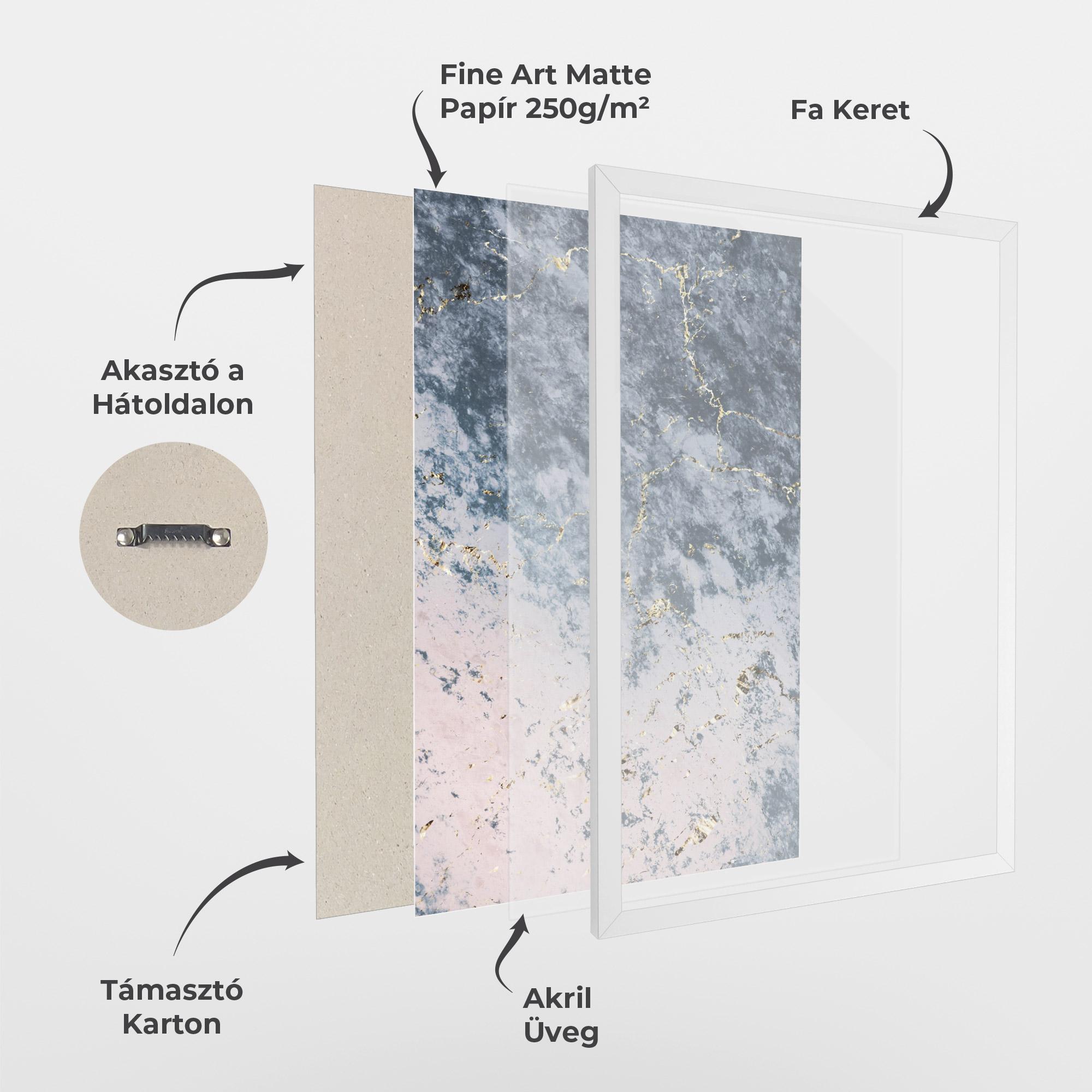 Keretezett Poszter Blue Golden Lines mockup 1