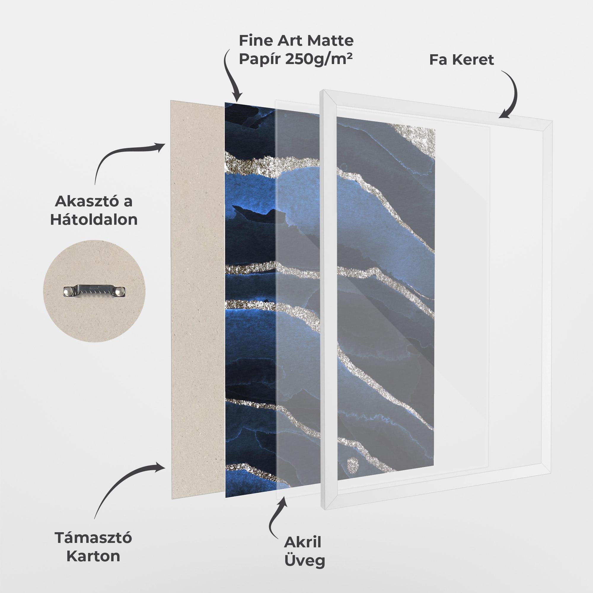 Keretezett Poszter Golden Lines With Blue mockup 1