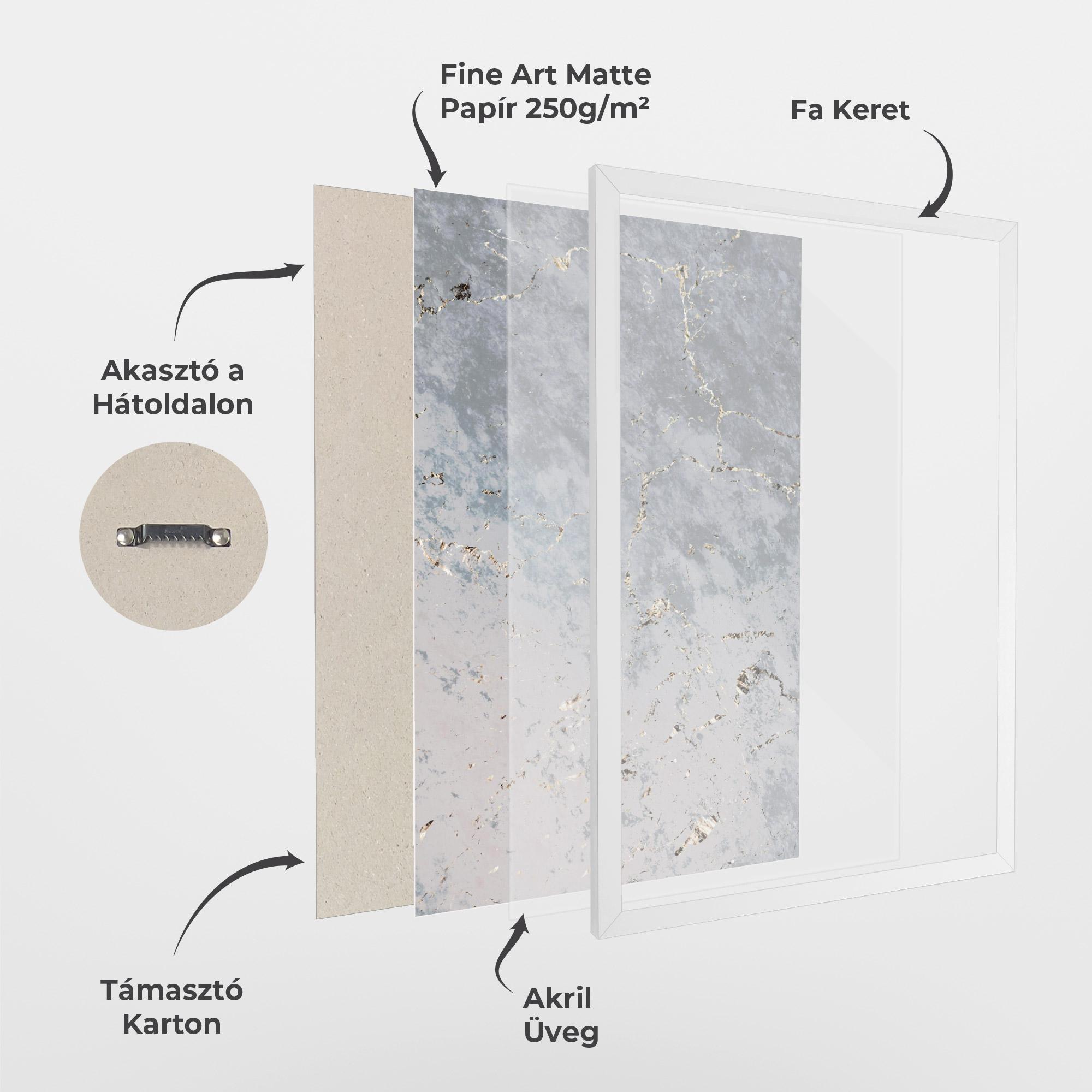 Keretezett Poszter Light Blue Golden Lines mockup 1