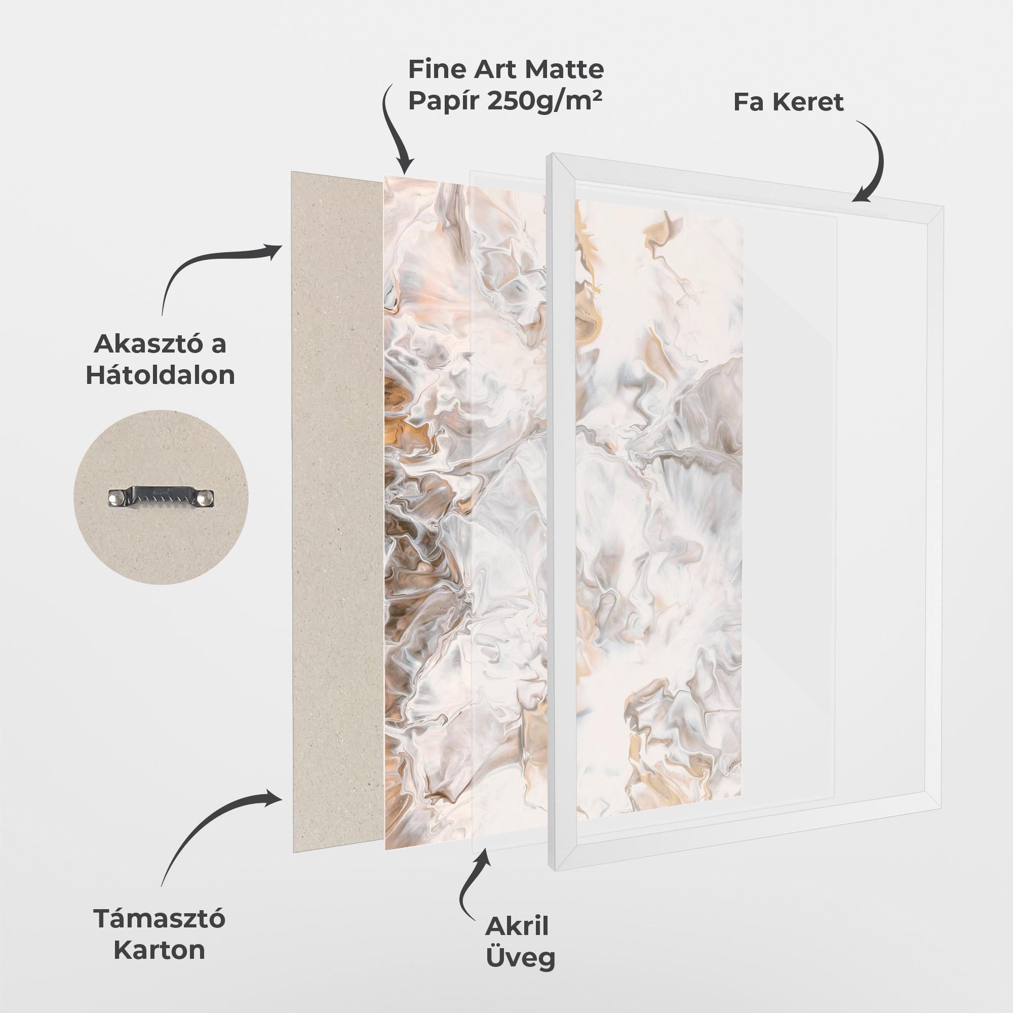 Keretezett Poszter White Gold Abstract mockup 1