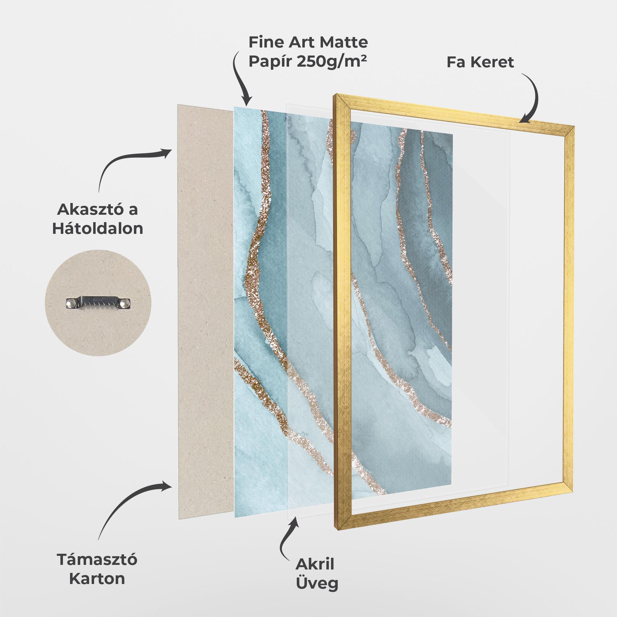 Keretezett Poszter Blue Golden Glitter mockup 1