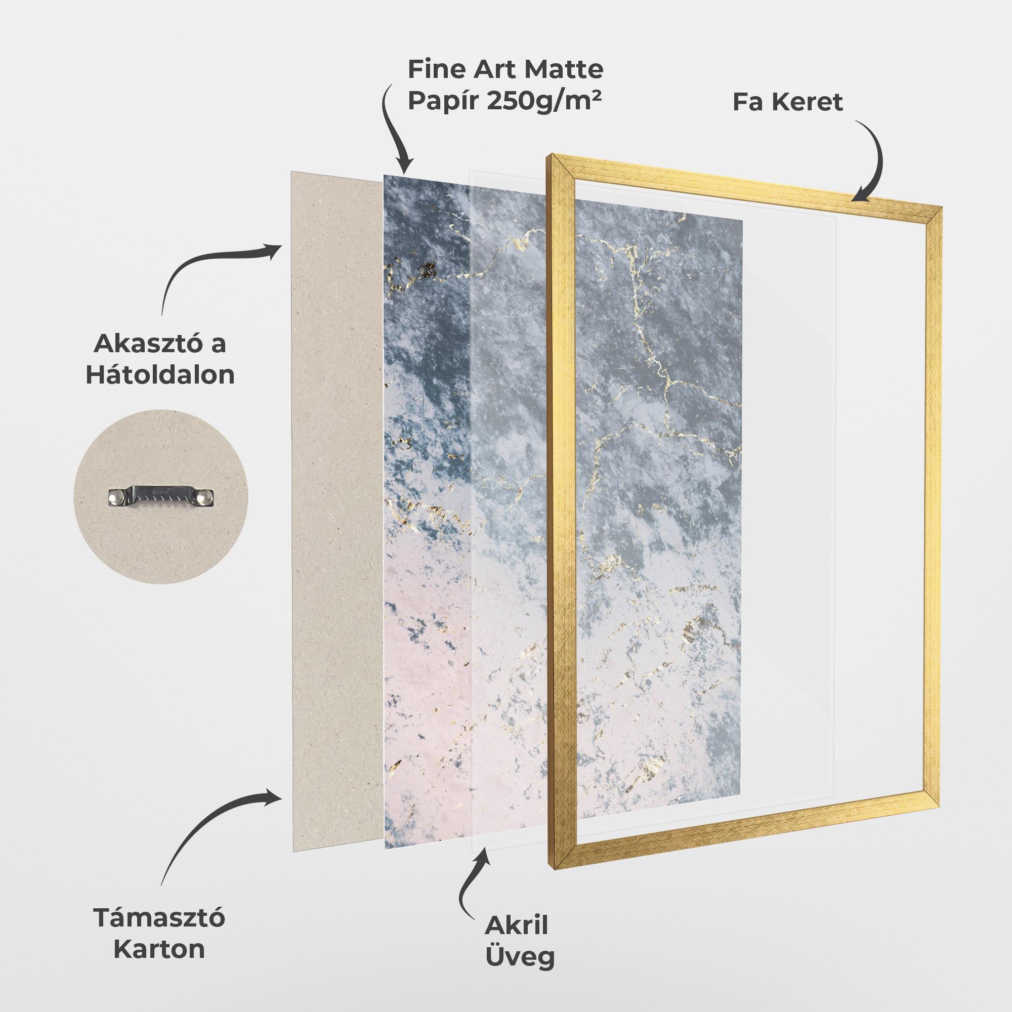 Keretezett Poszter Blue Golden Lines mockup 1