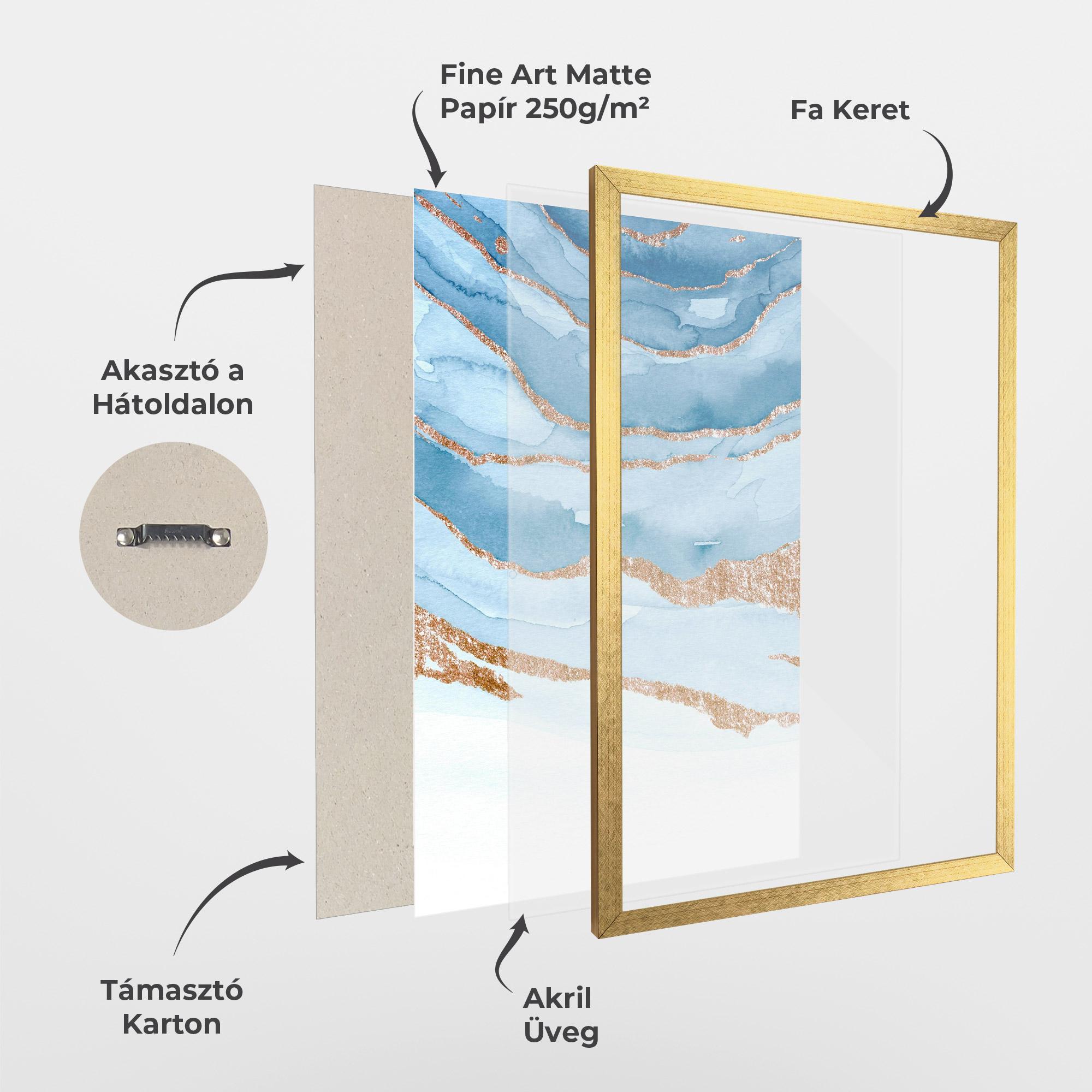 Keretezett Poszter Golden Glitter Blue mockup 1