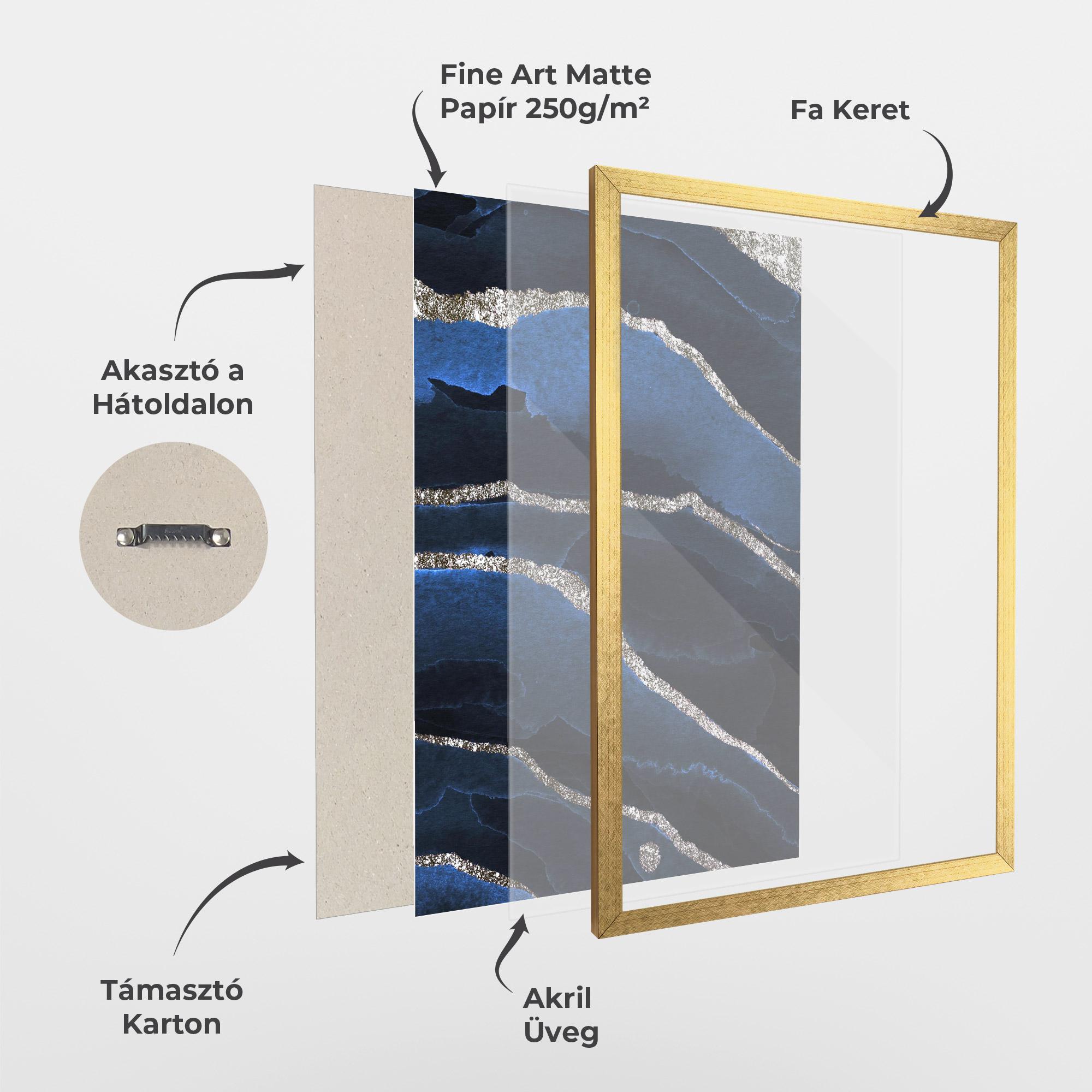 Keretezett Poszter Golden Lines With Blue mockup 1