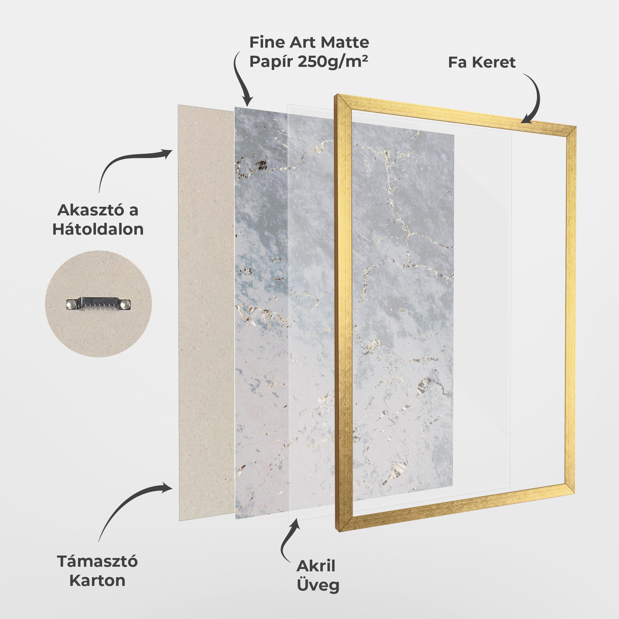 Keretezett Poszter Light Blue Golden Lines mockup 1