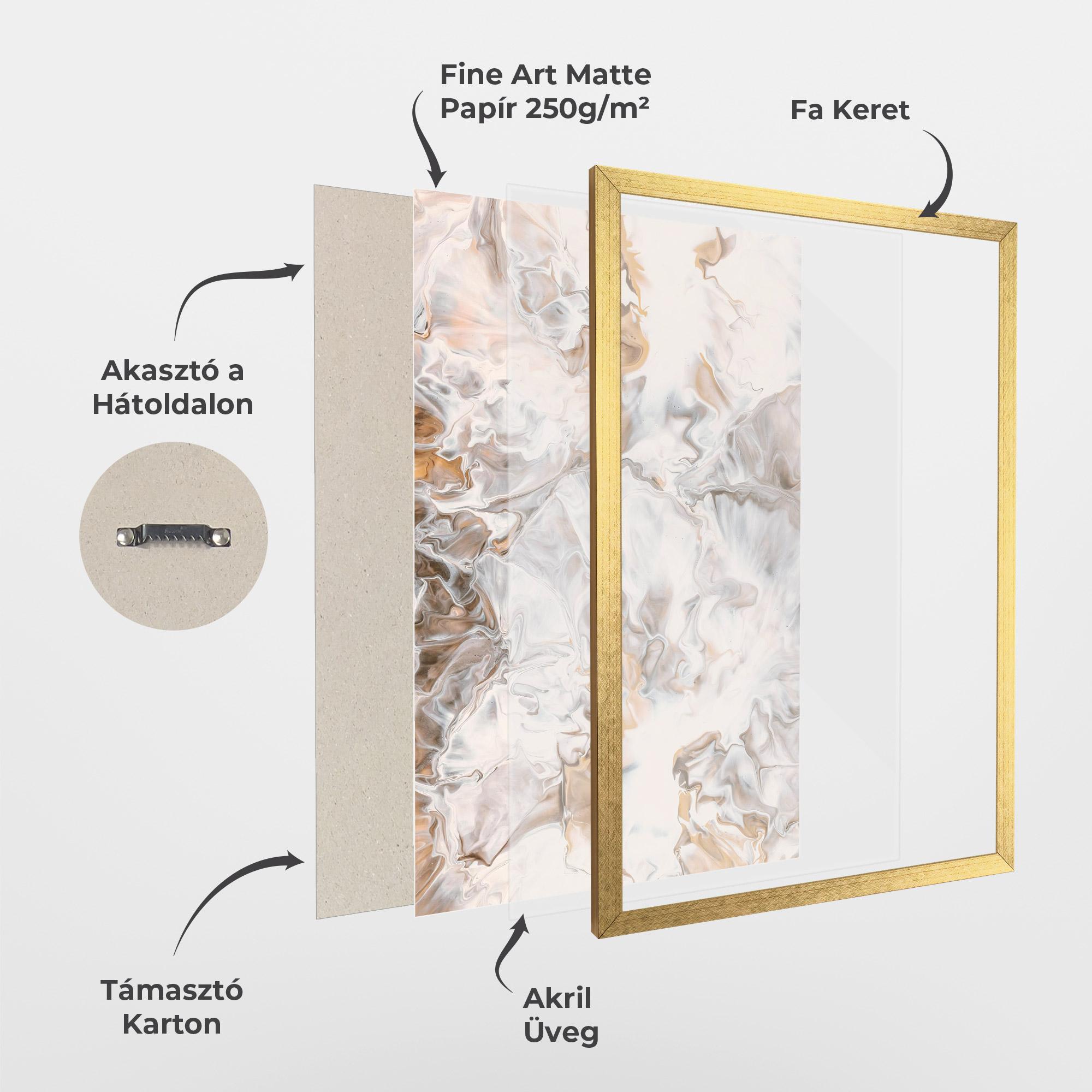 Keretezett Poszter White Gold Abstract mockup 1