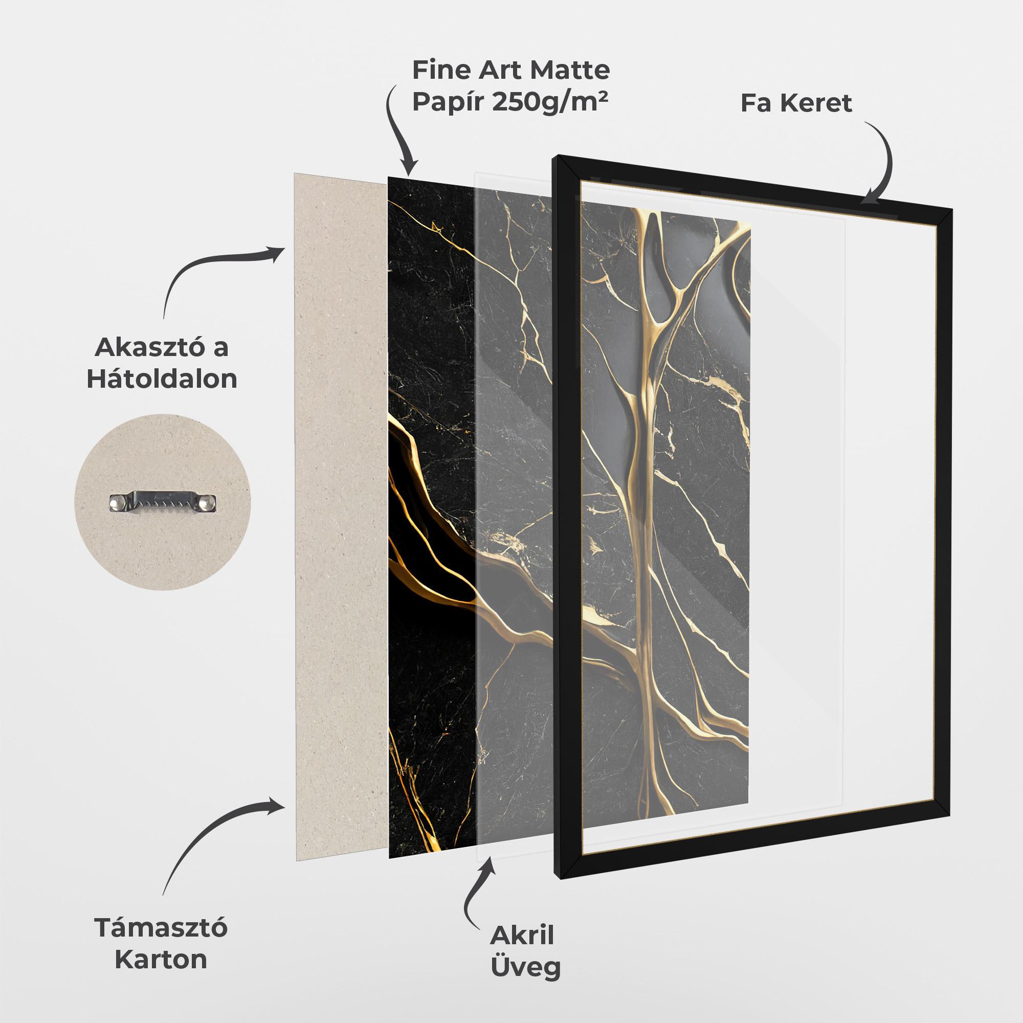 Keretezett Poszter Black Square Marble mockup 1