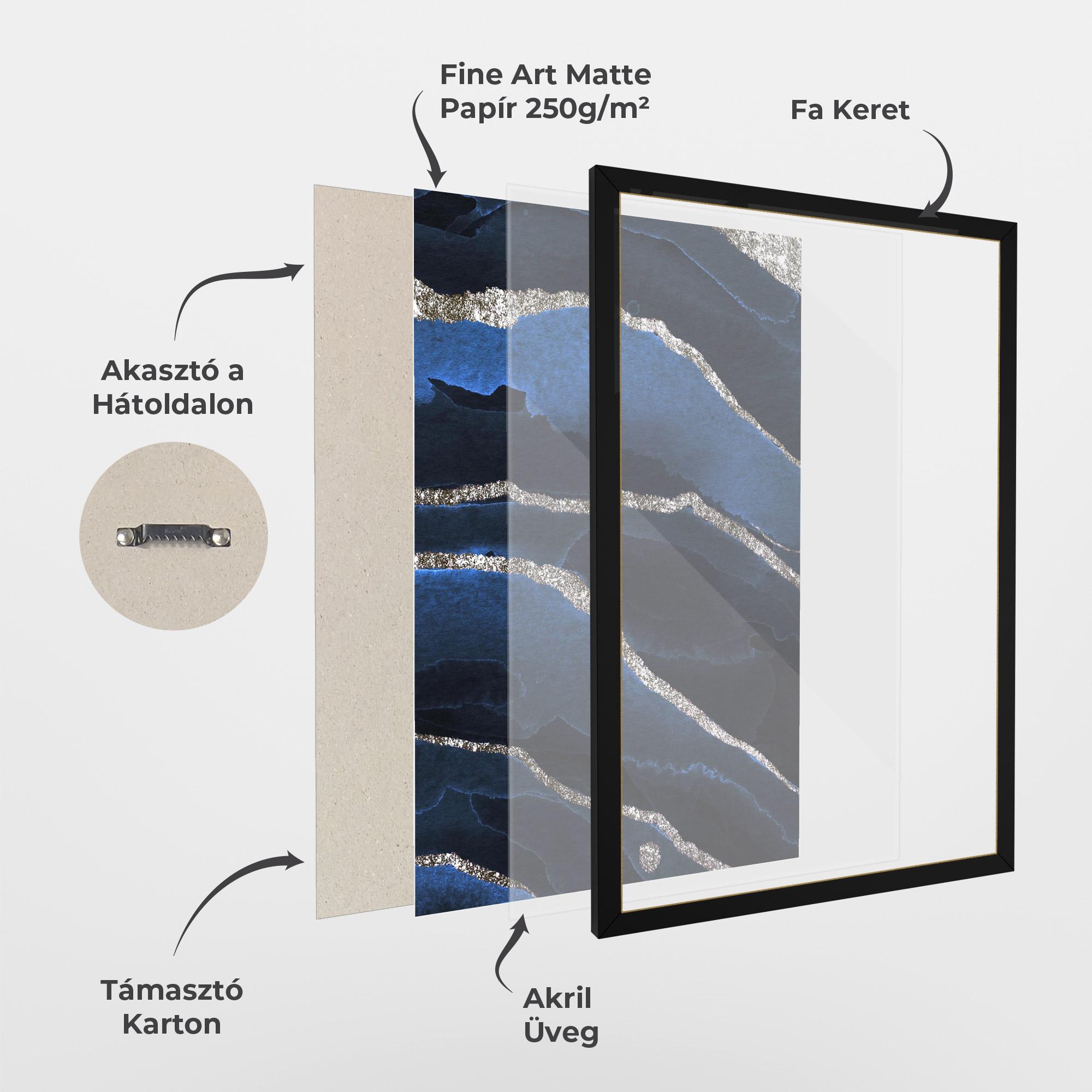 Keretezett Poszter Golden Lines With Blue mockup 1