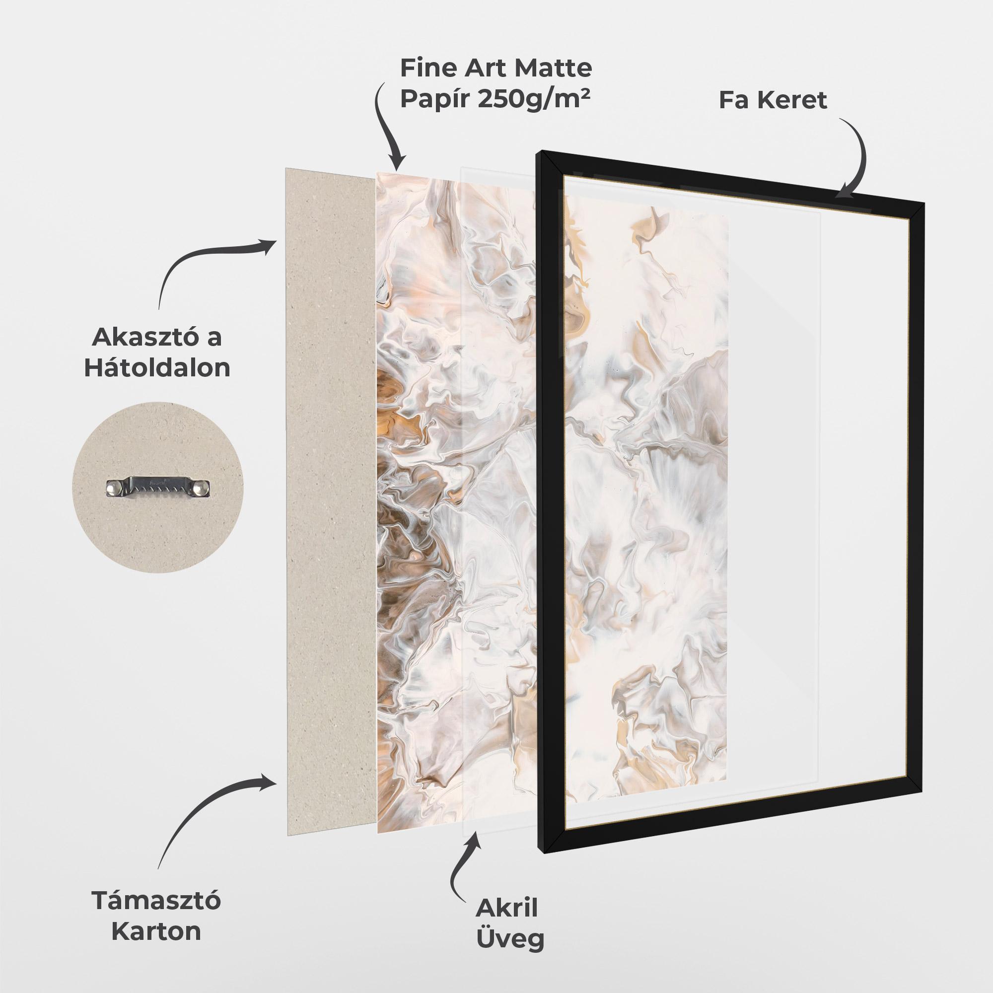 Keretezett Poszter White Gold Abstract mockup 1