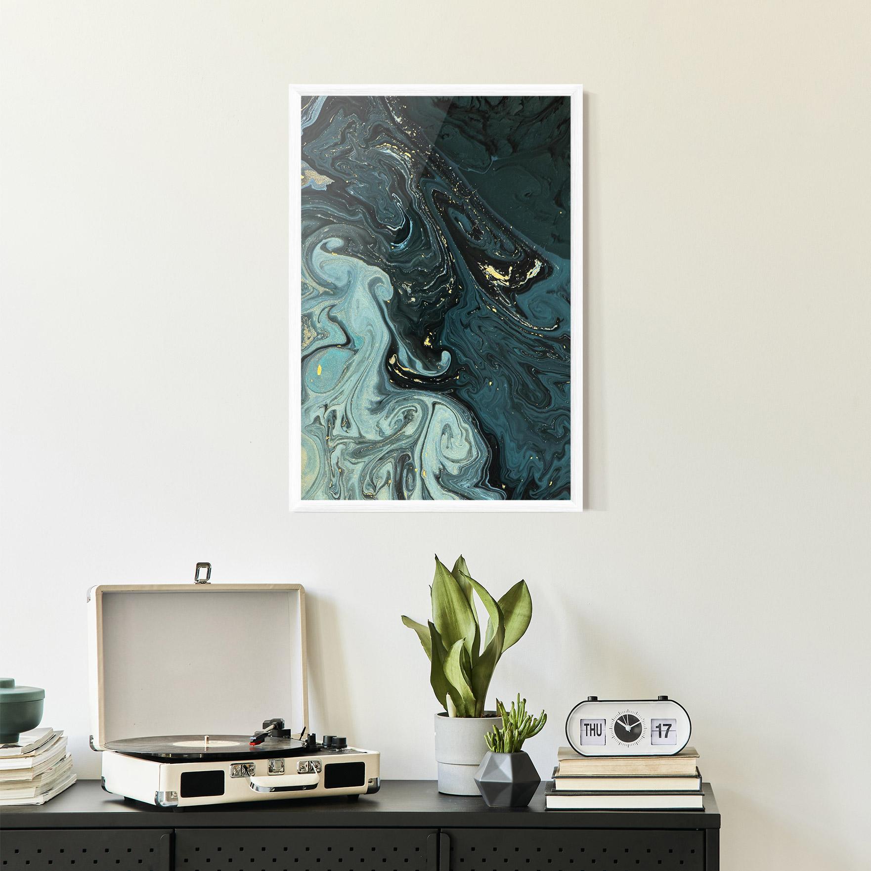 Keretezett Poszter Dark Blue Golden Marble mockup 2
