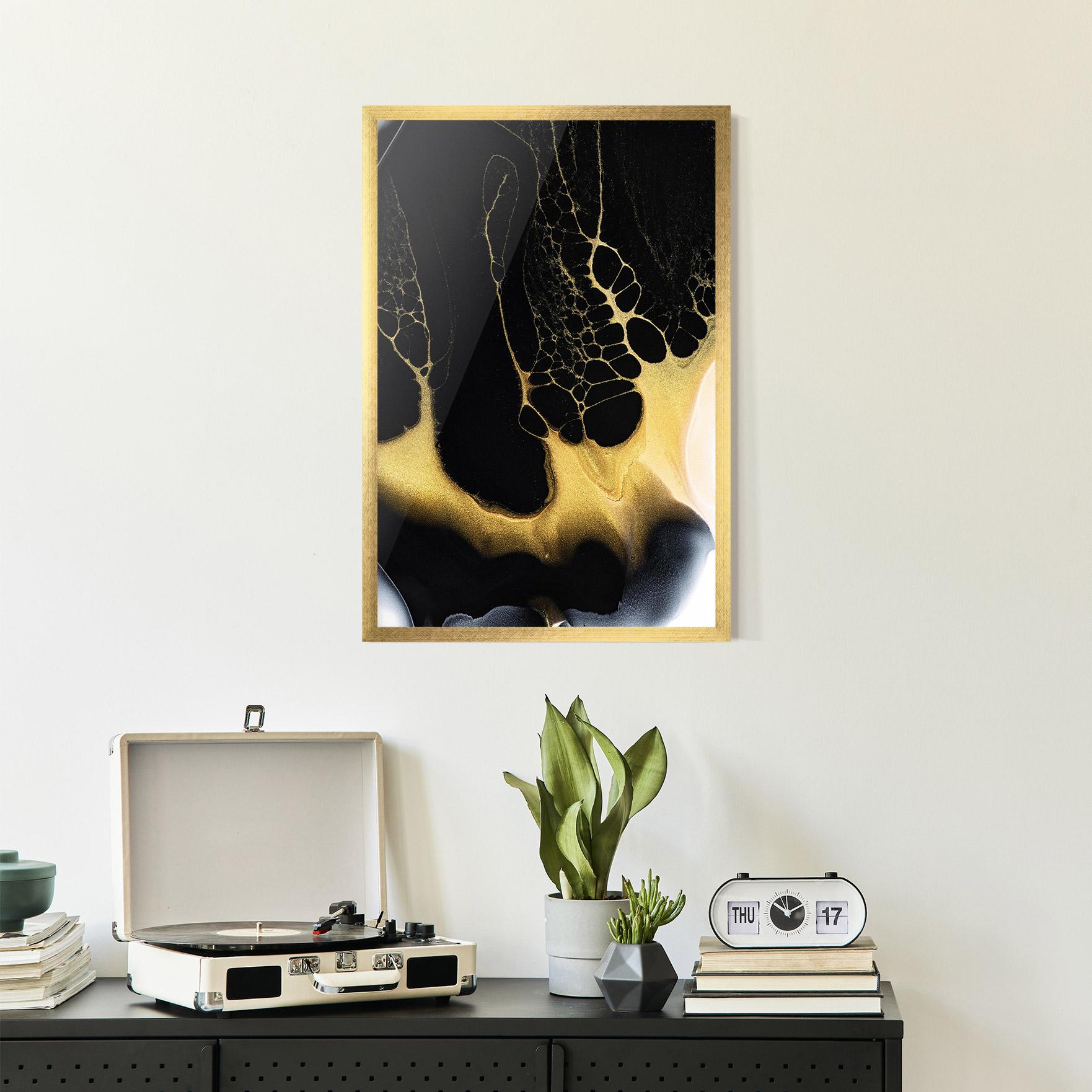 Keretezett Poszter Black Golden Marble mockup 2