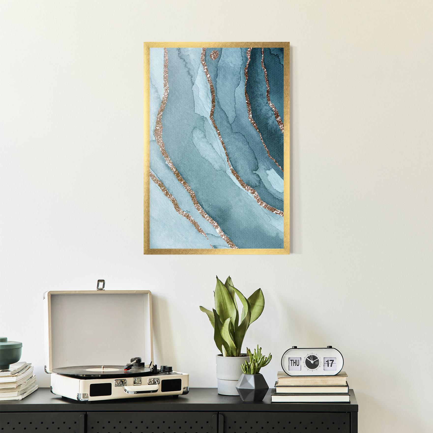 Keretezett Poszter Blue Golden Glitter mockup 2