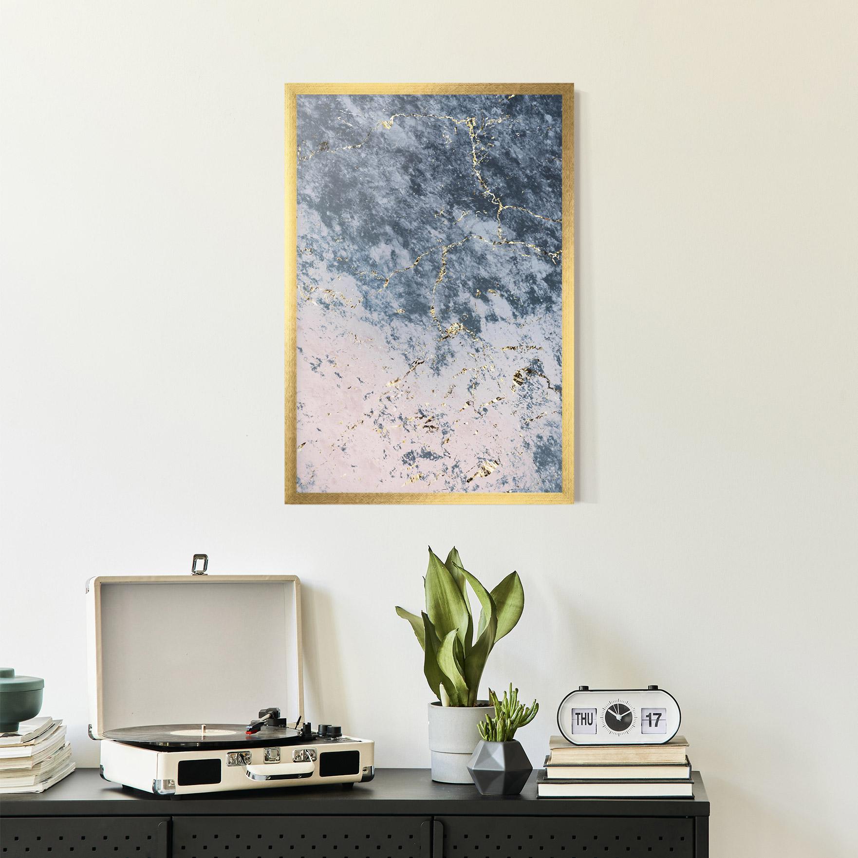 Keretezett Poszter Blue Golden Lines mockup 2