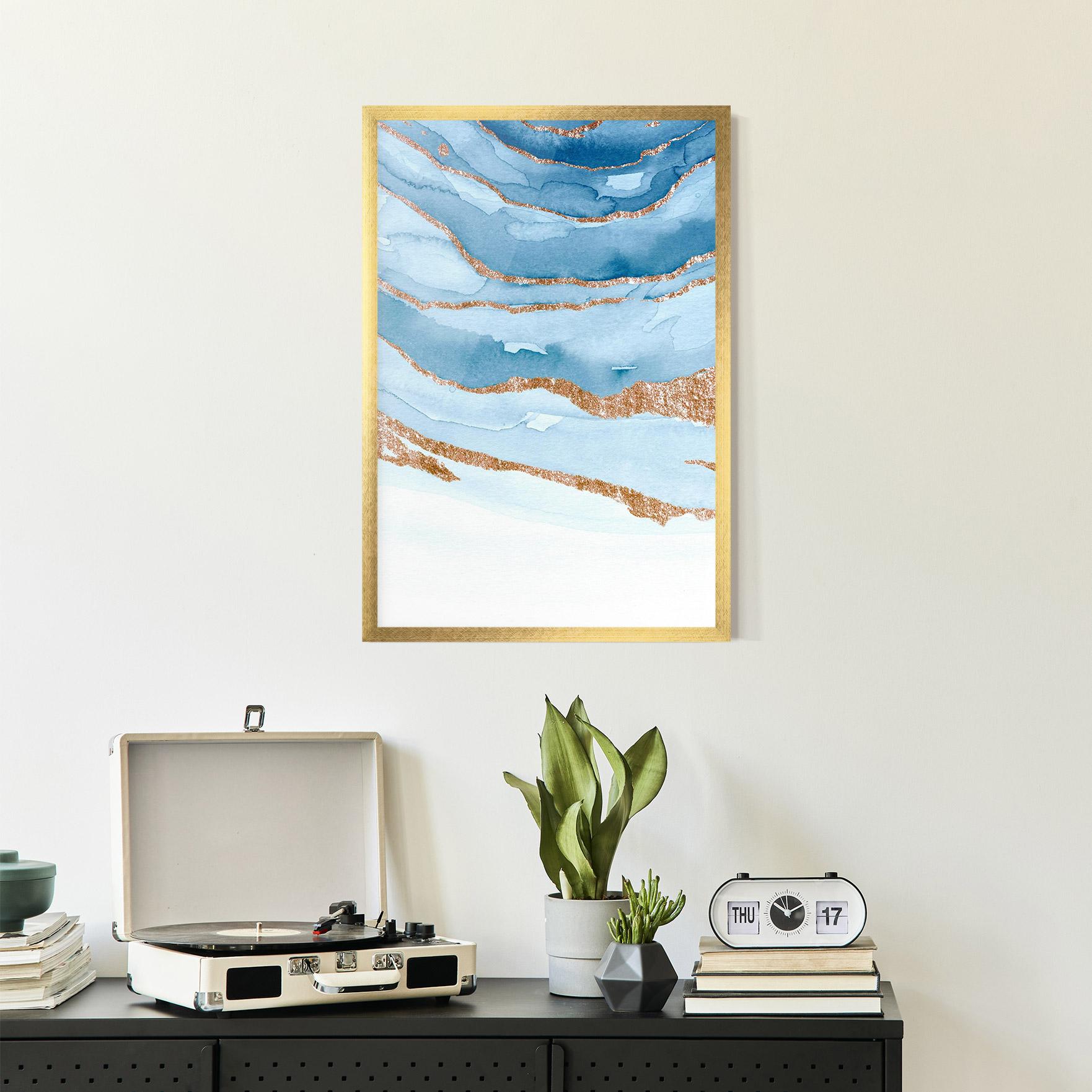 Keretezett Poszter Golden Glitter Blue mockup 2