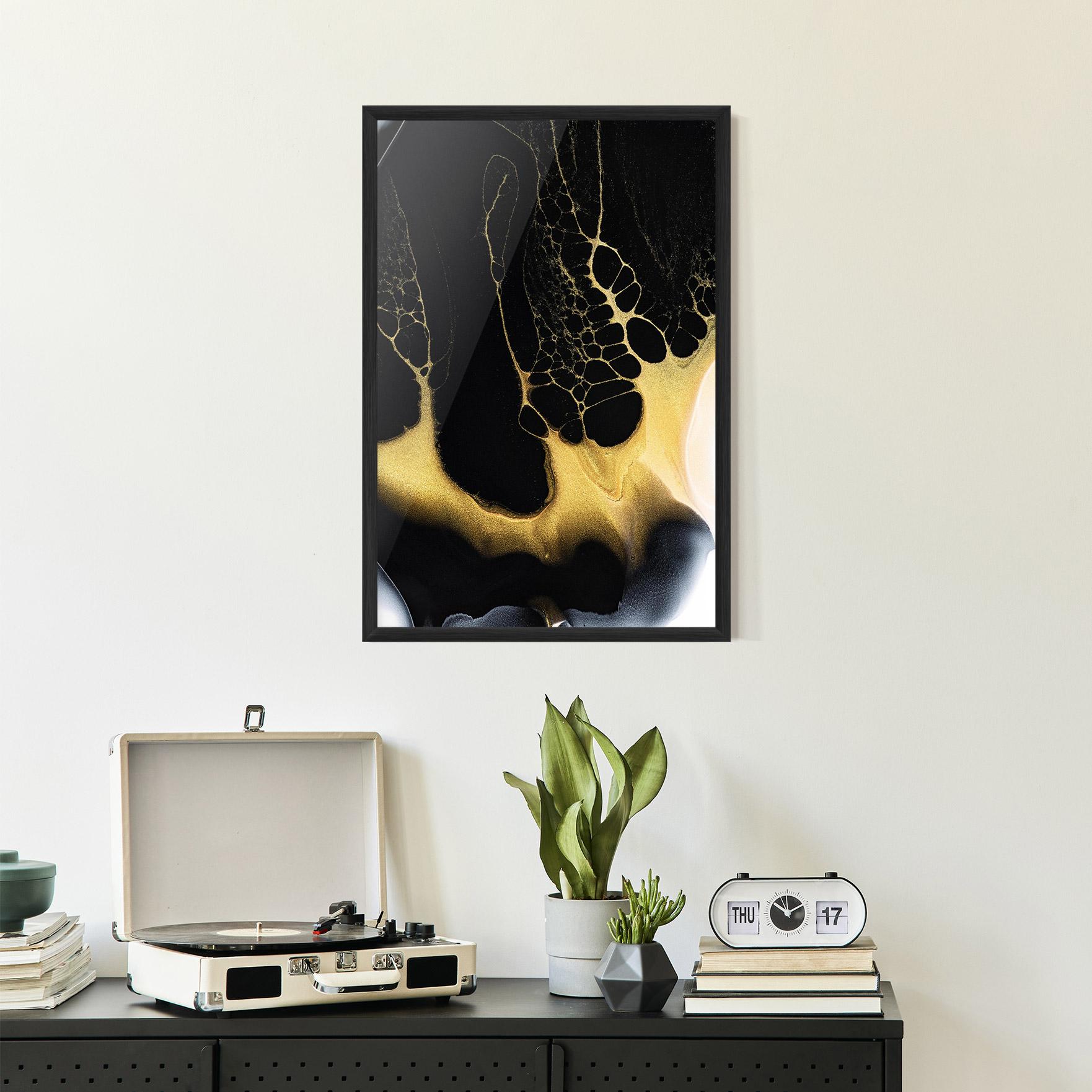 Keretezett Poszter Black Golden Marble mockup 2