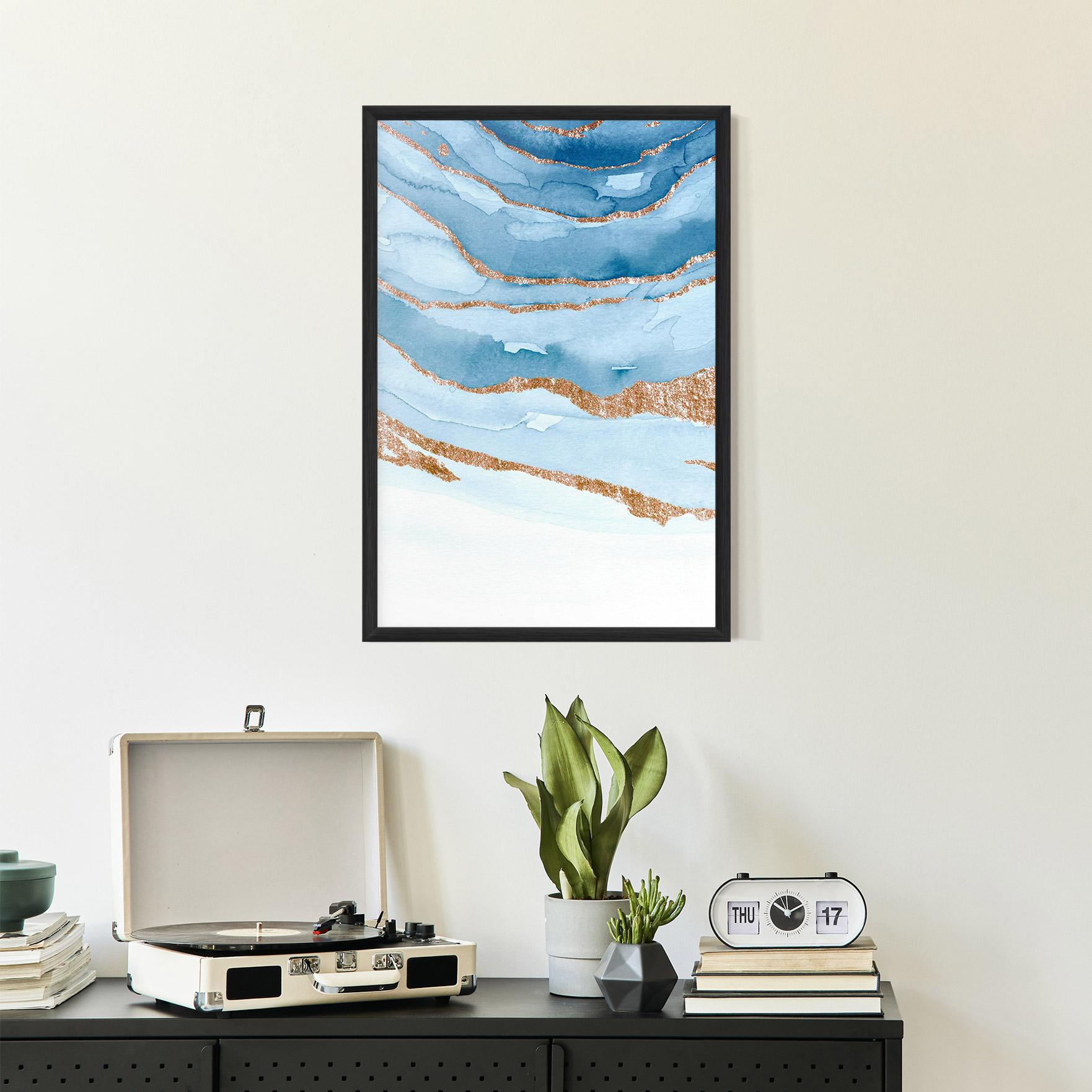 Keretezett Poszter Golden Glitter Blue mockup 2