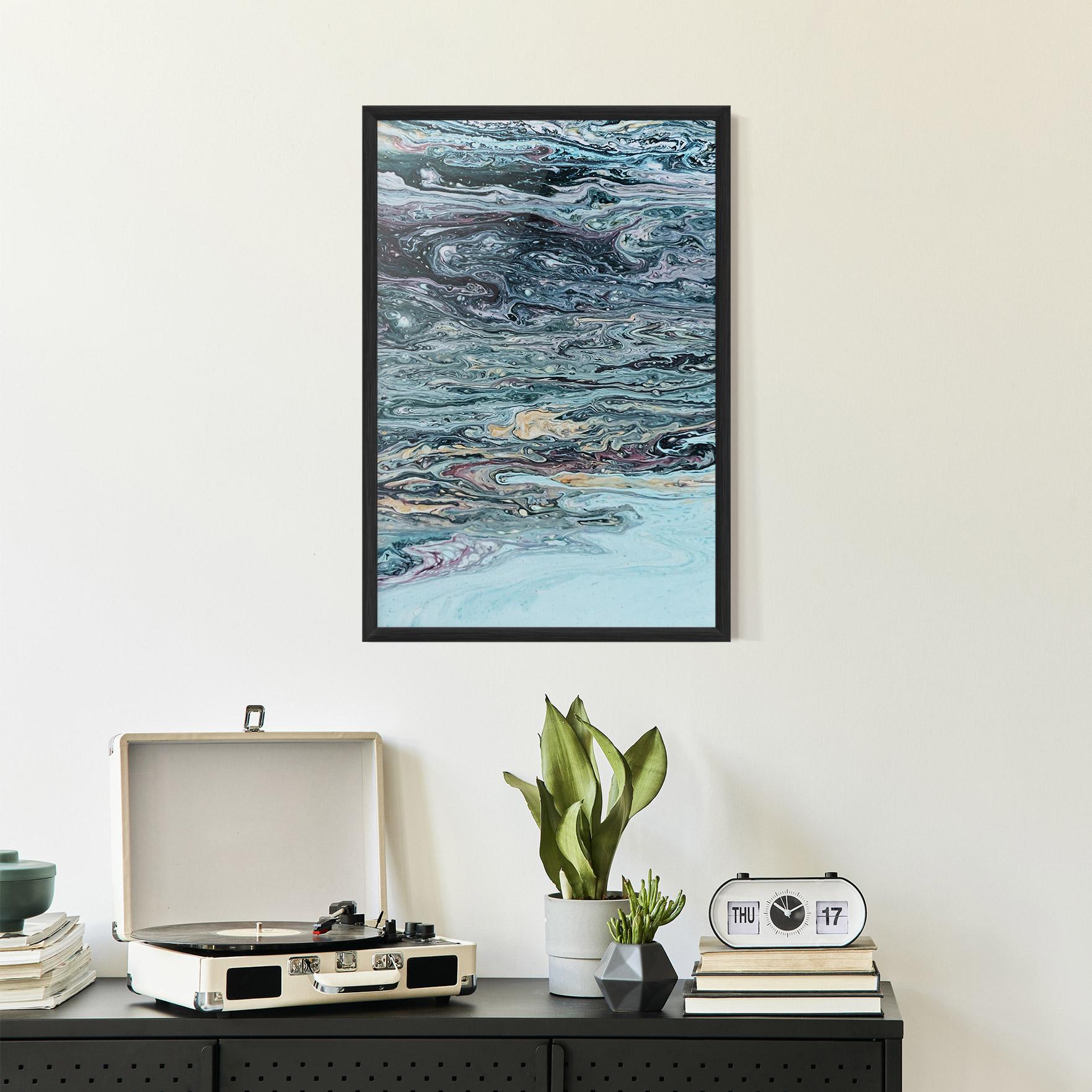 Keretezett Poszter Light Blue Abstract mockup 2