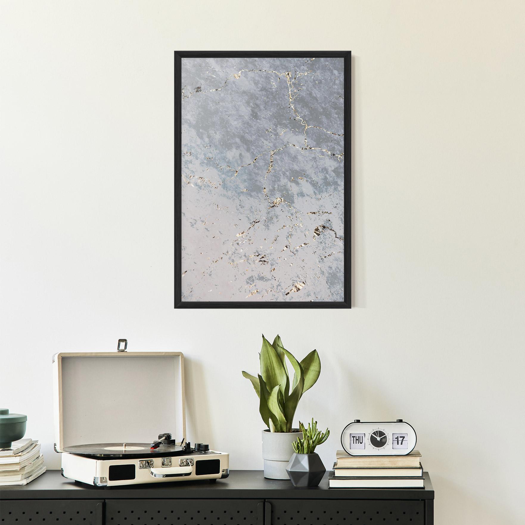 Keretezett Poszter Light Blue Golden Lines mockup 2