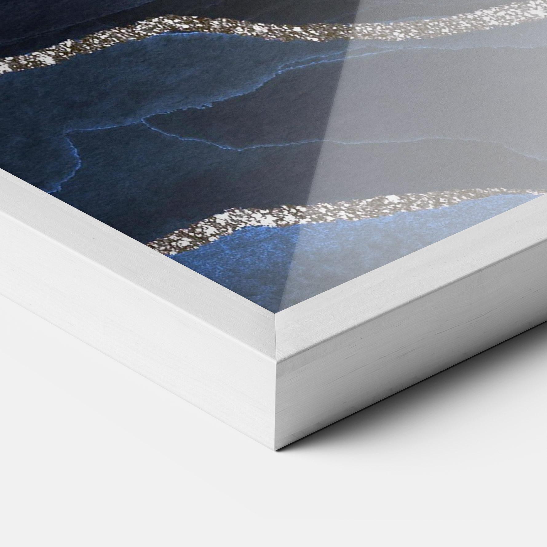 Keretezett Poszter Golden Lines With Blue mockup 3