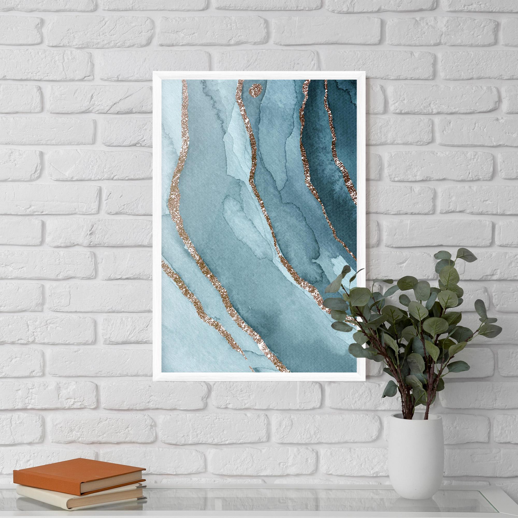 Keretezett Poszter Blue Golden Glitter mockup 5