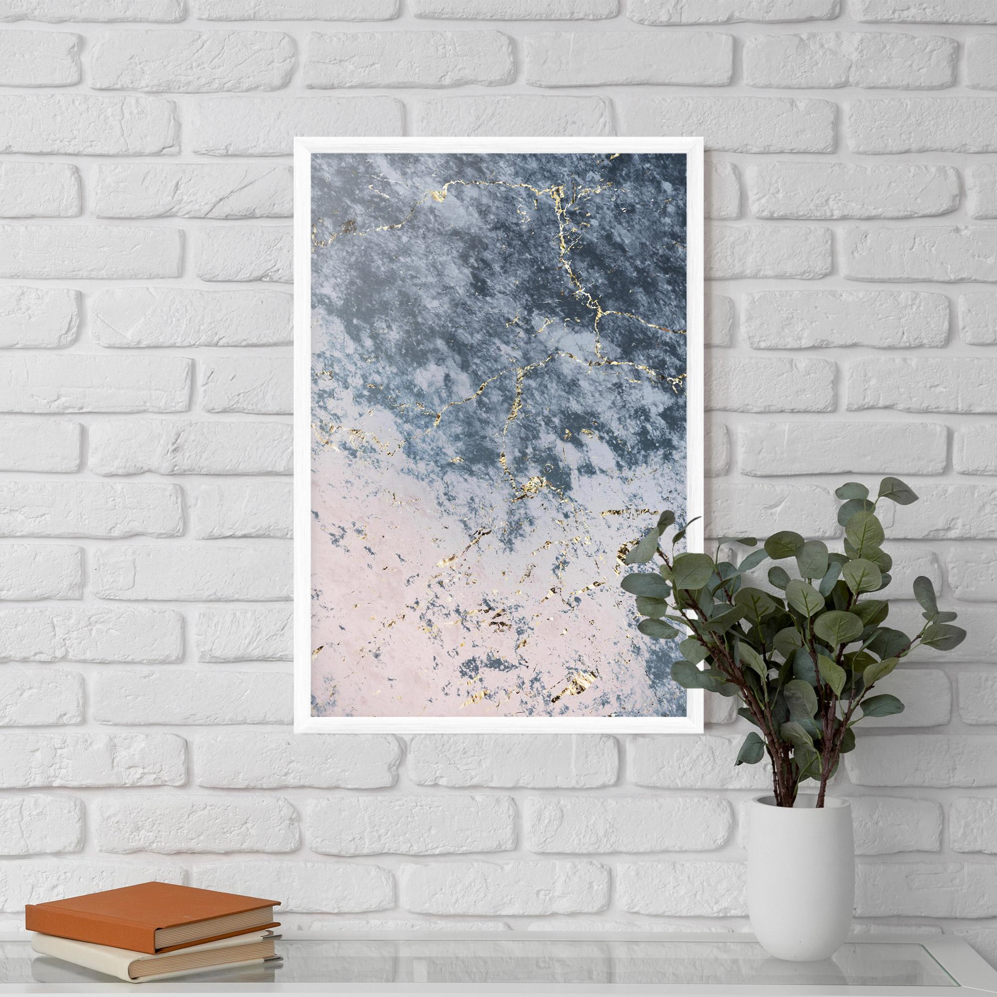 Keretezett Poszter Blue Golden Lines mockup 5