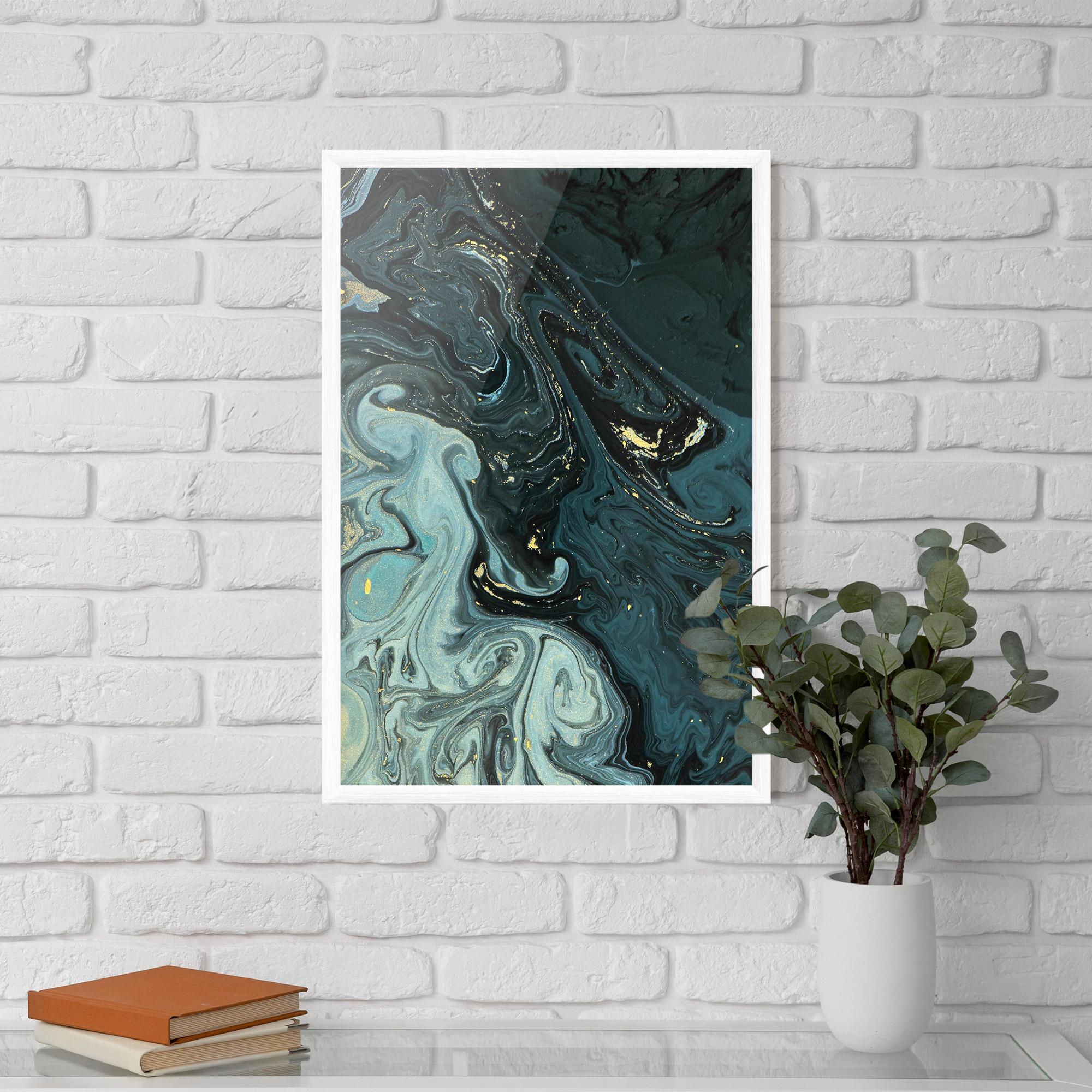Keretezett Poszter Dark Blue Golden Marble mockup 5