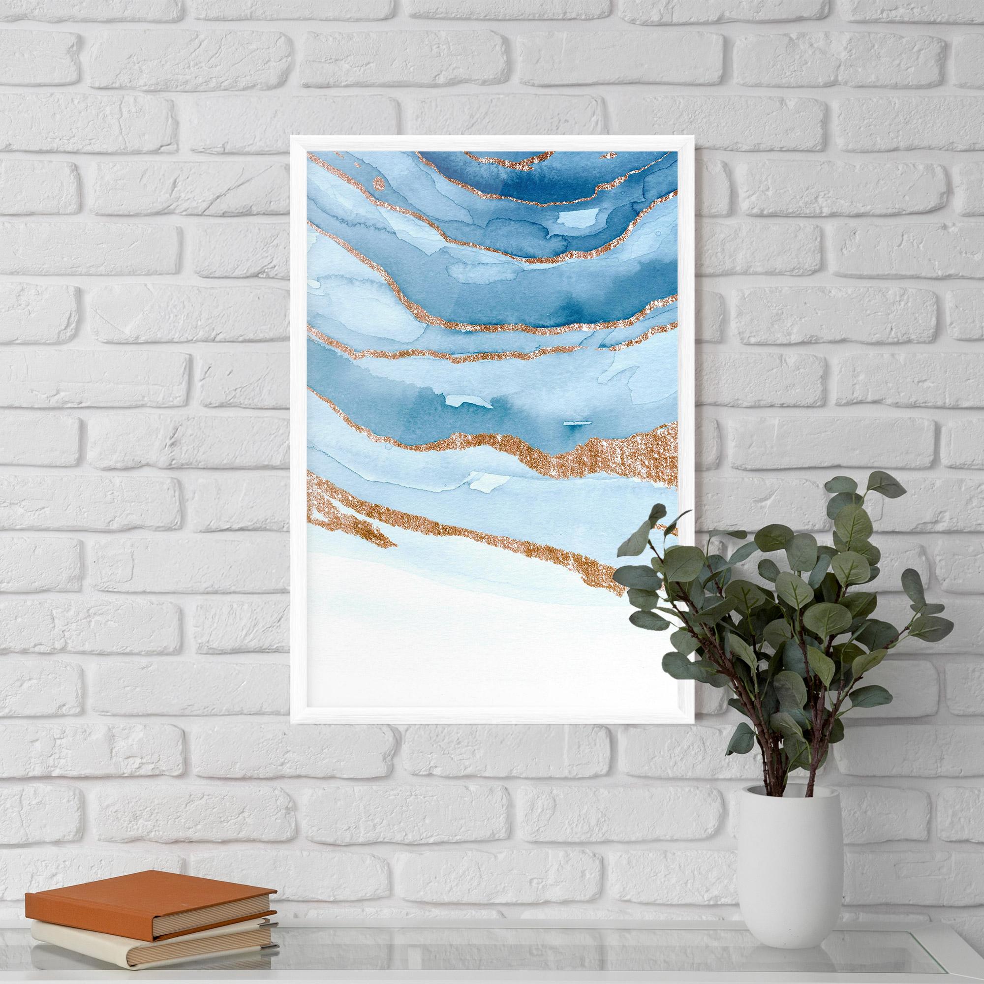 Keretezett Poszter Golden Glitter Blue mockup 5