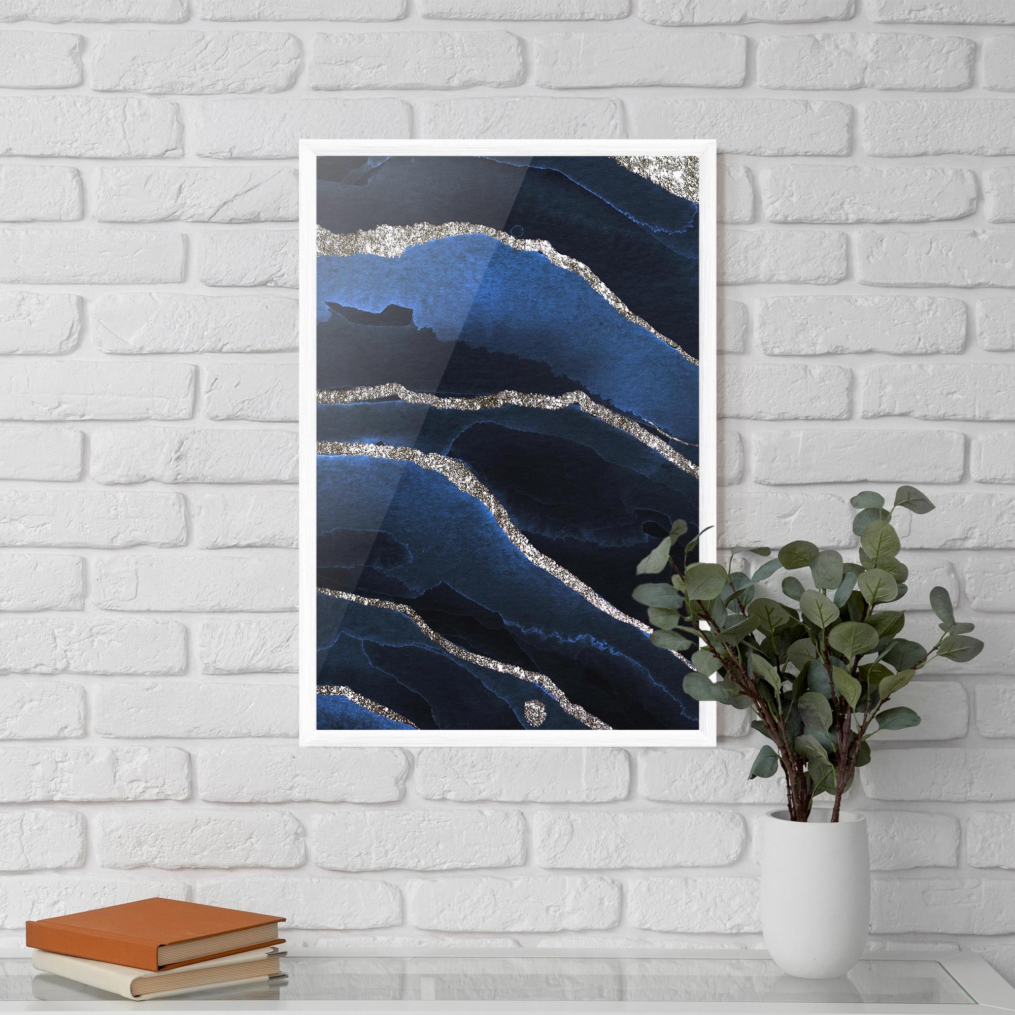 Keretezett Poszter Golden Lines With Blue mockup 5