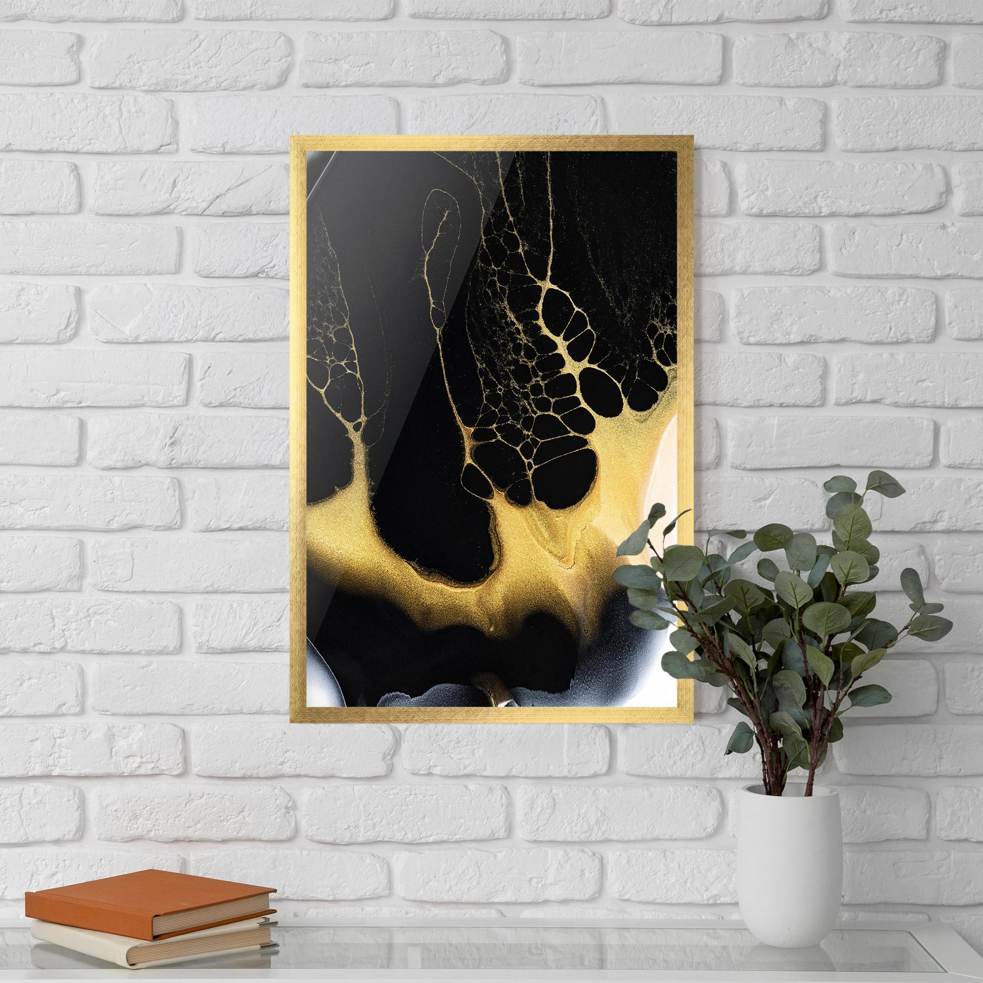 Keretezett Poszter Black Golden Marble mockup 5