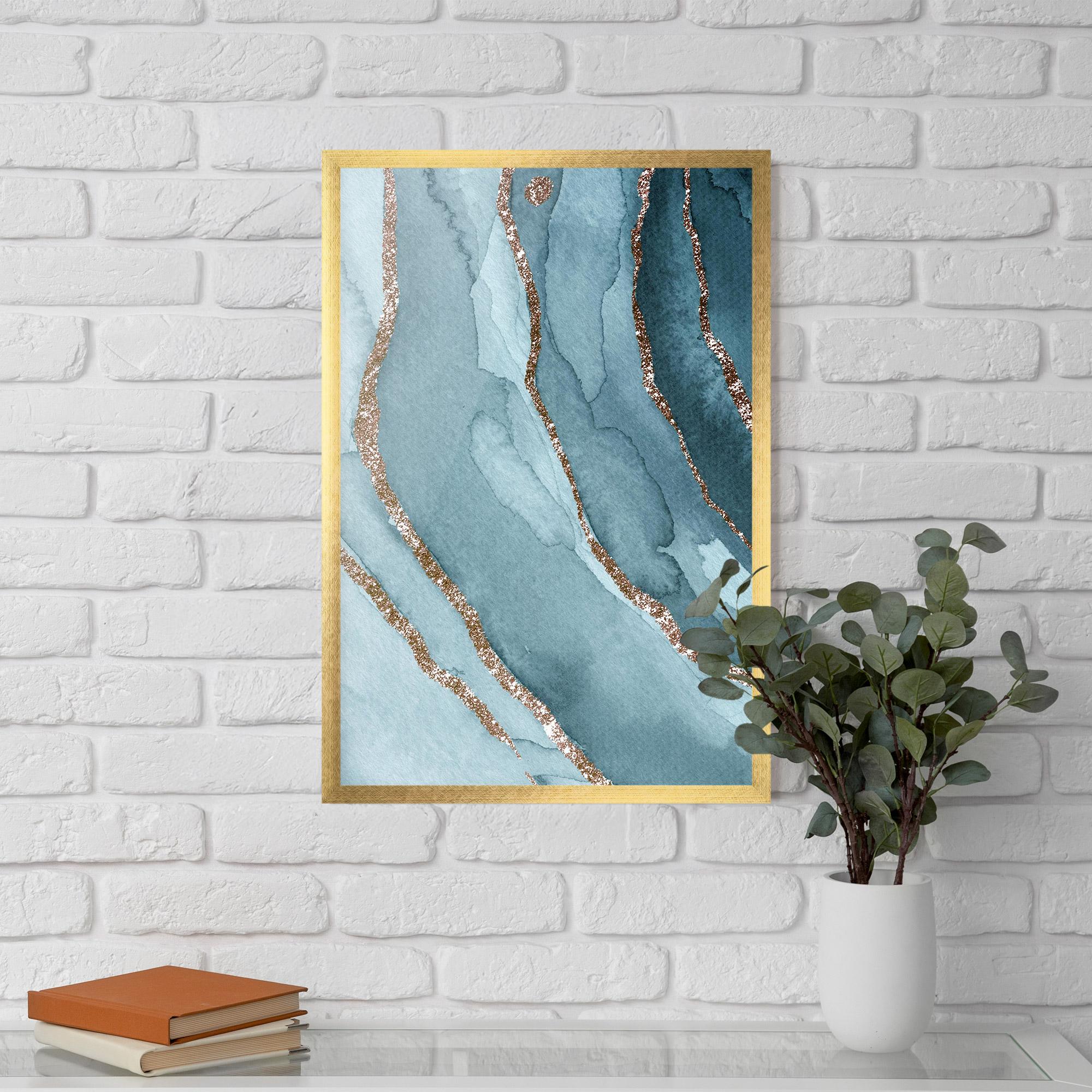 Keretezett Poszter Blue Golden Glitter mockup 5