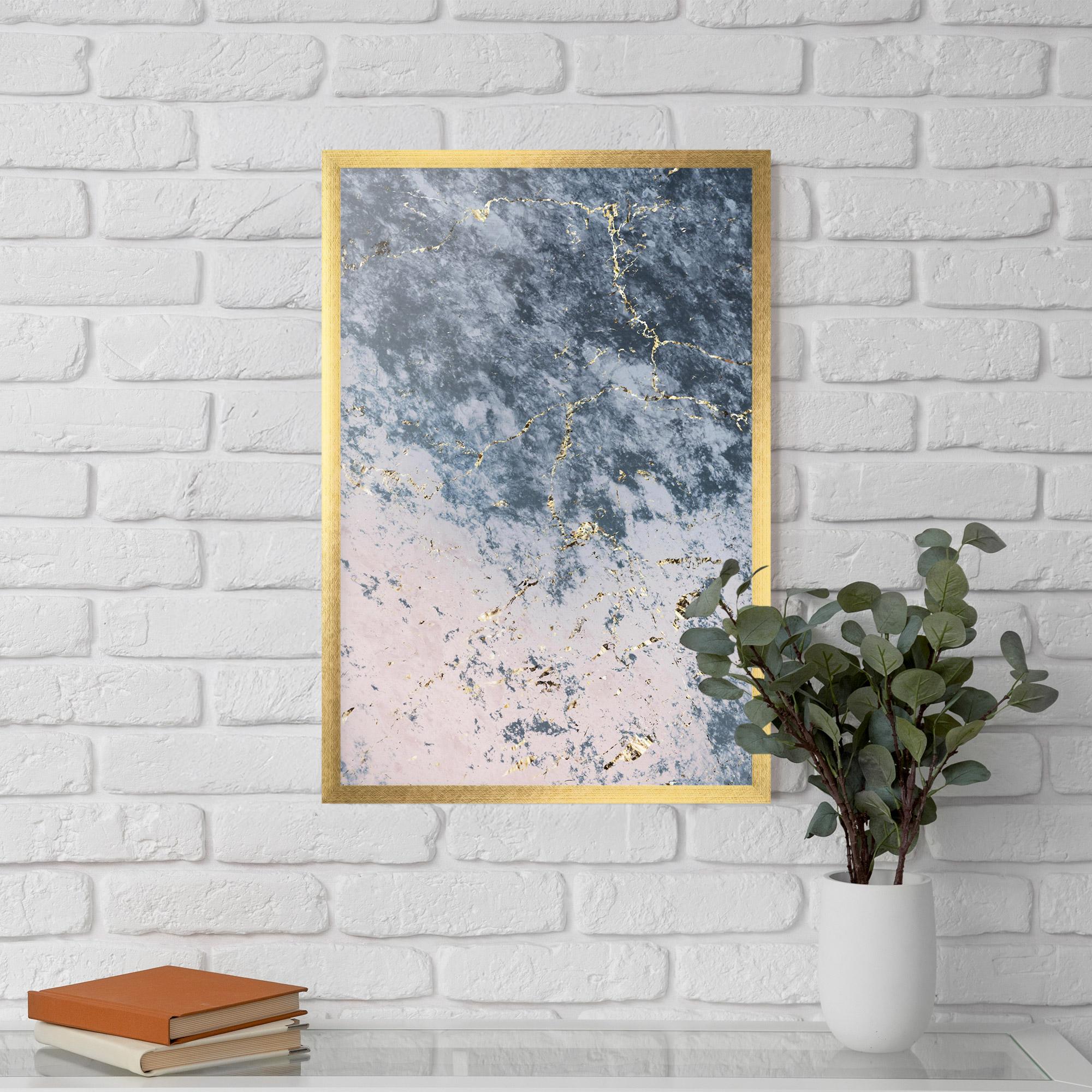 Keretezett Poszter Blue Golden Lines mockup 5