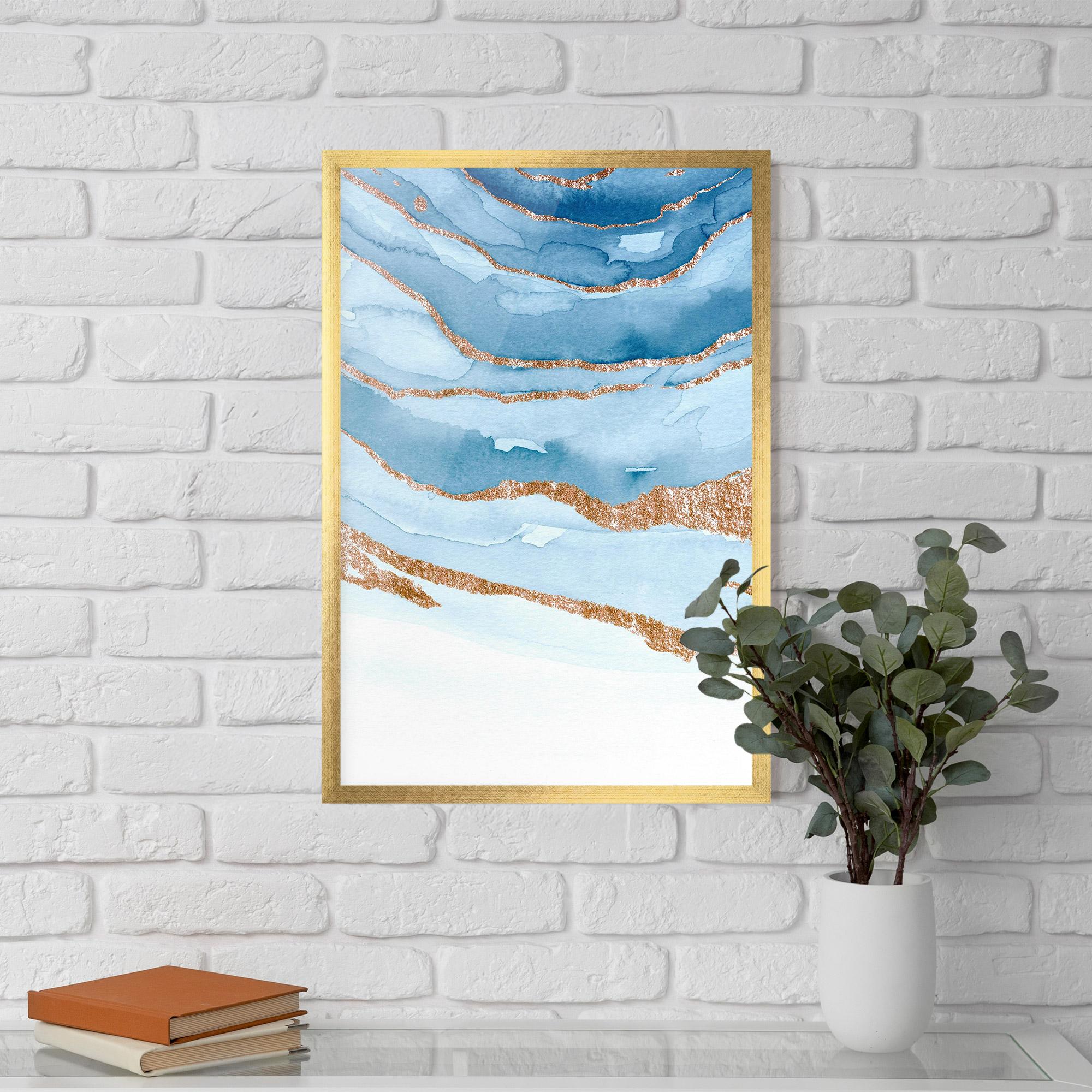 Keretezett Poszter Golden Glitter Blue mockup 5