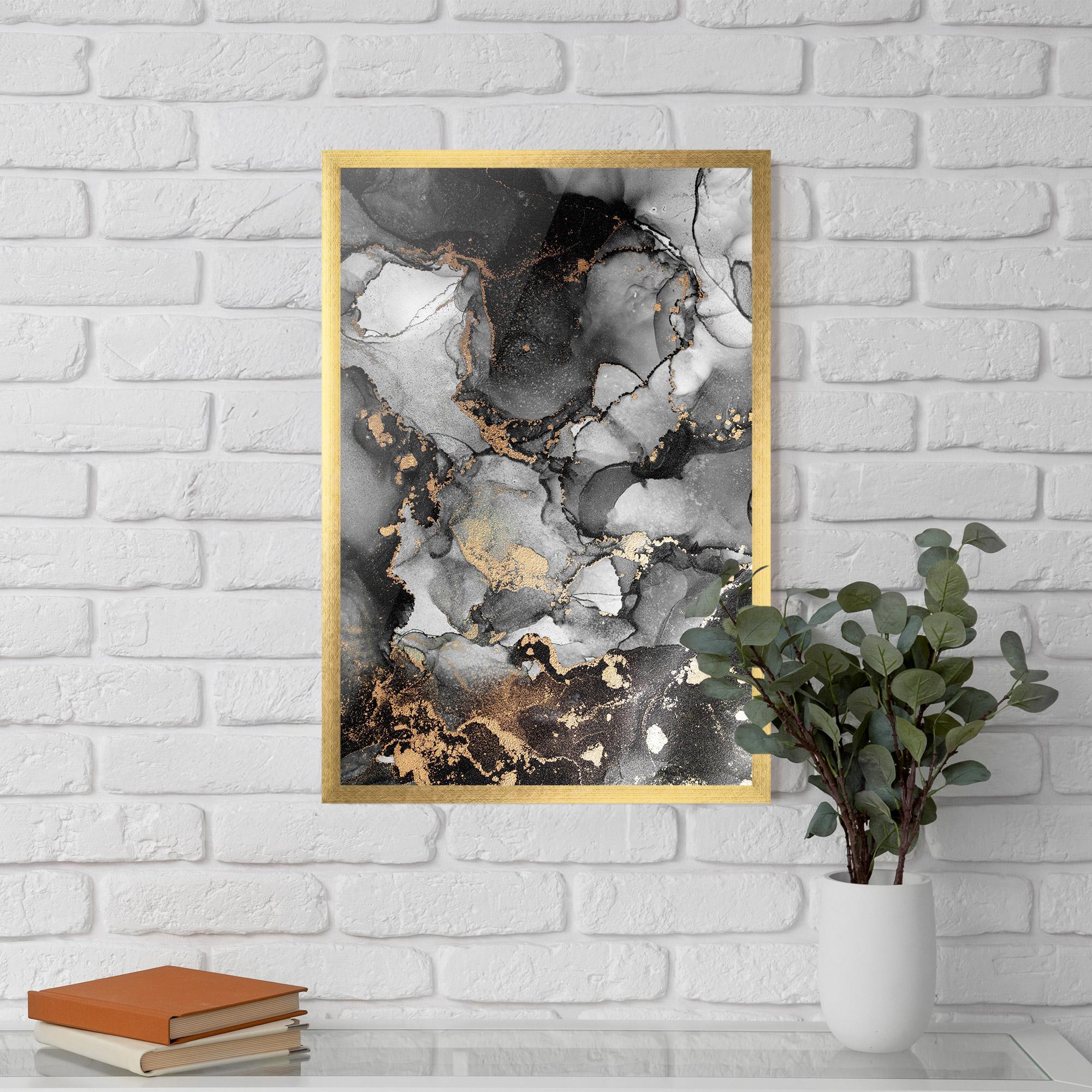 Keretezett Poszter Grey Gold Marble mockup 5