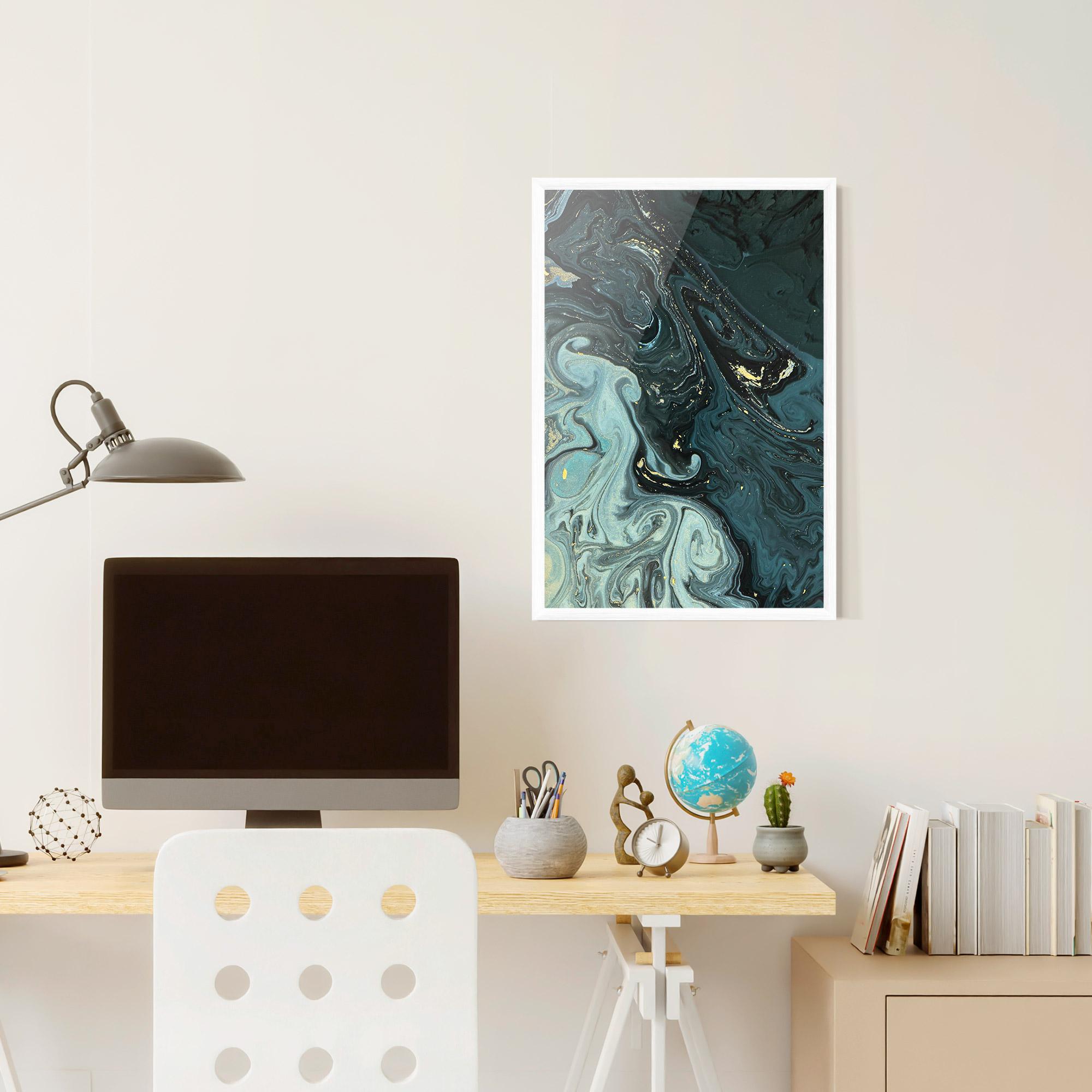 Keretezett Poszter Dark Blue Golden Marble mockup 6