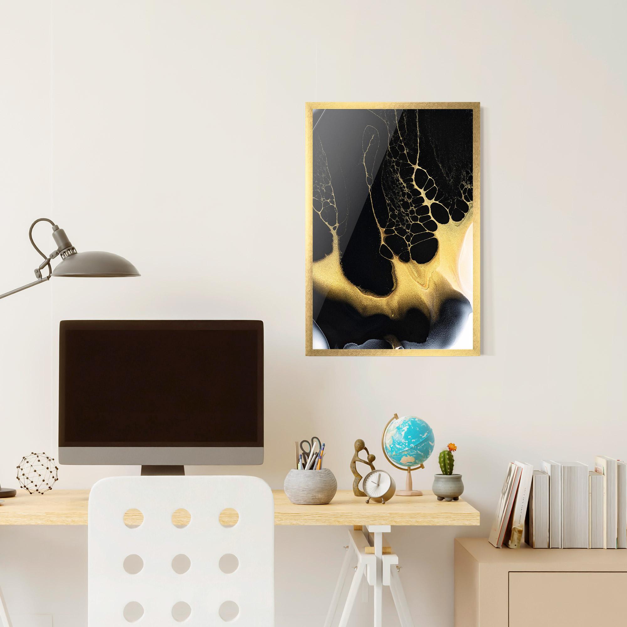 Keretezett Poszter Black Golden Marble mockup 6
