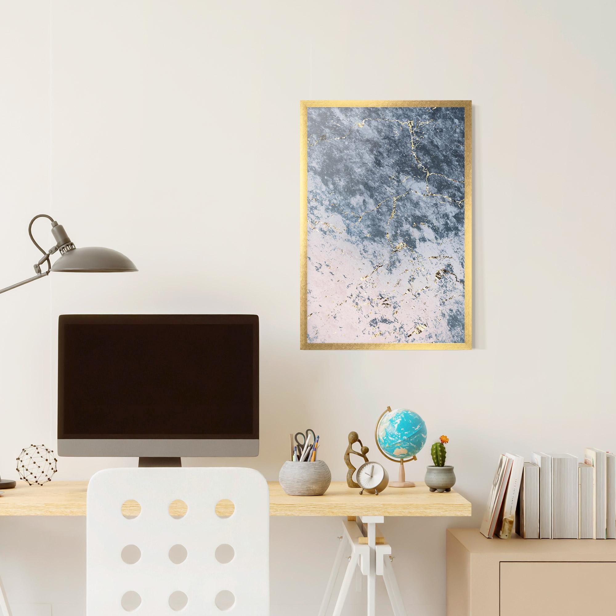 Keretezett Poszter Blue Golden Lines mockup 6