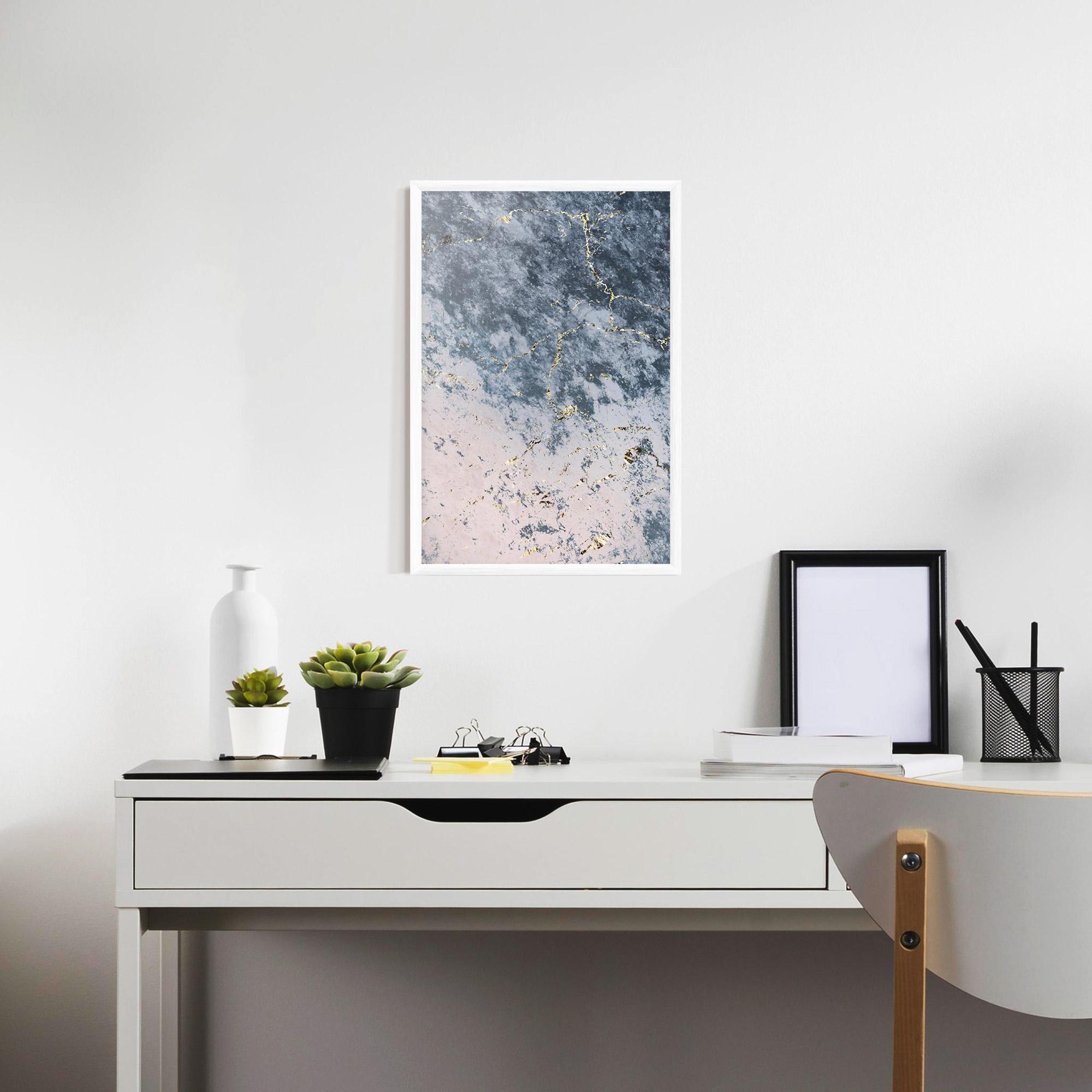 Keretezett Poszter Blue Golden Lines mockup 7