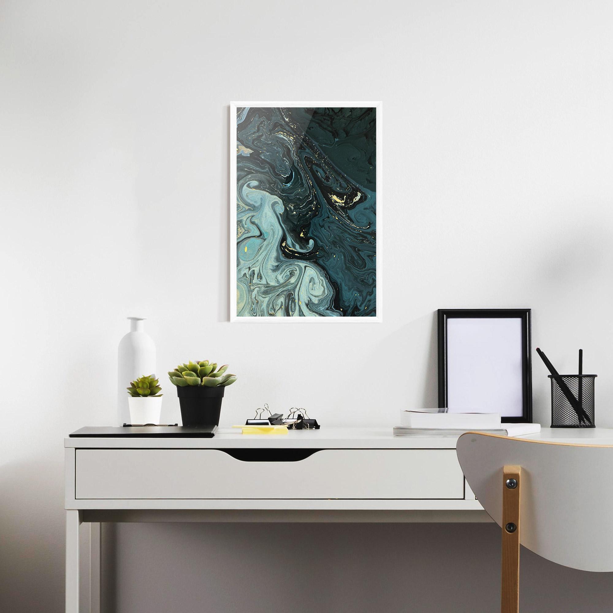 Keretezett Poszter Dark Blue Golden Marble mockup 7