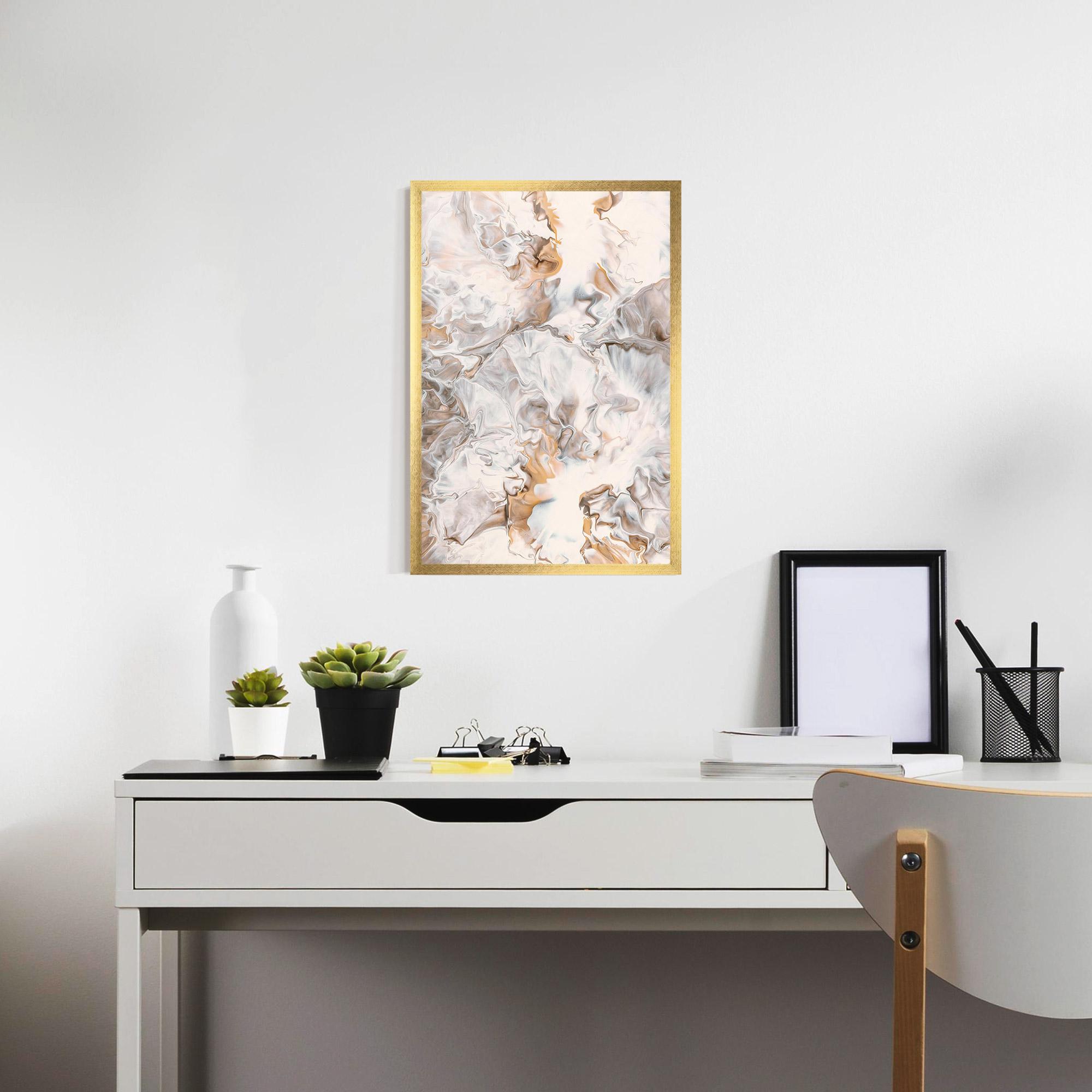 Keretezett Poszter White Gold Abstract mockup 7