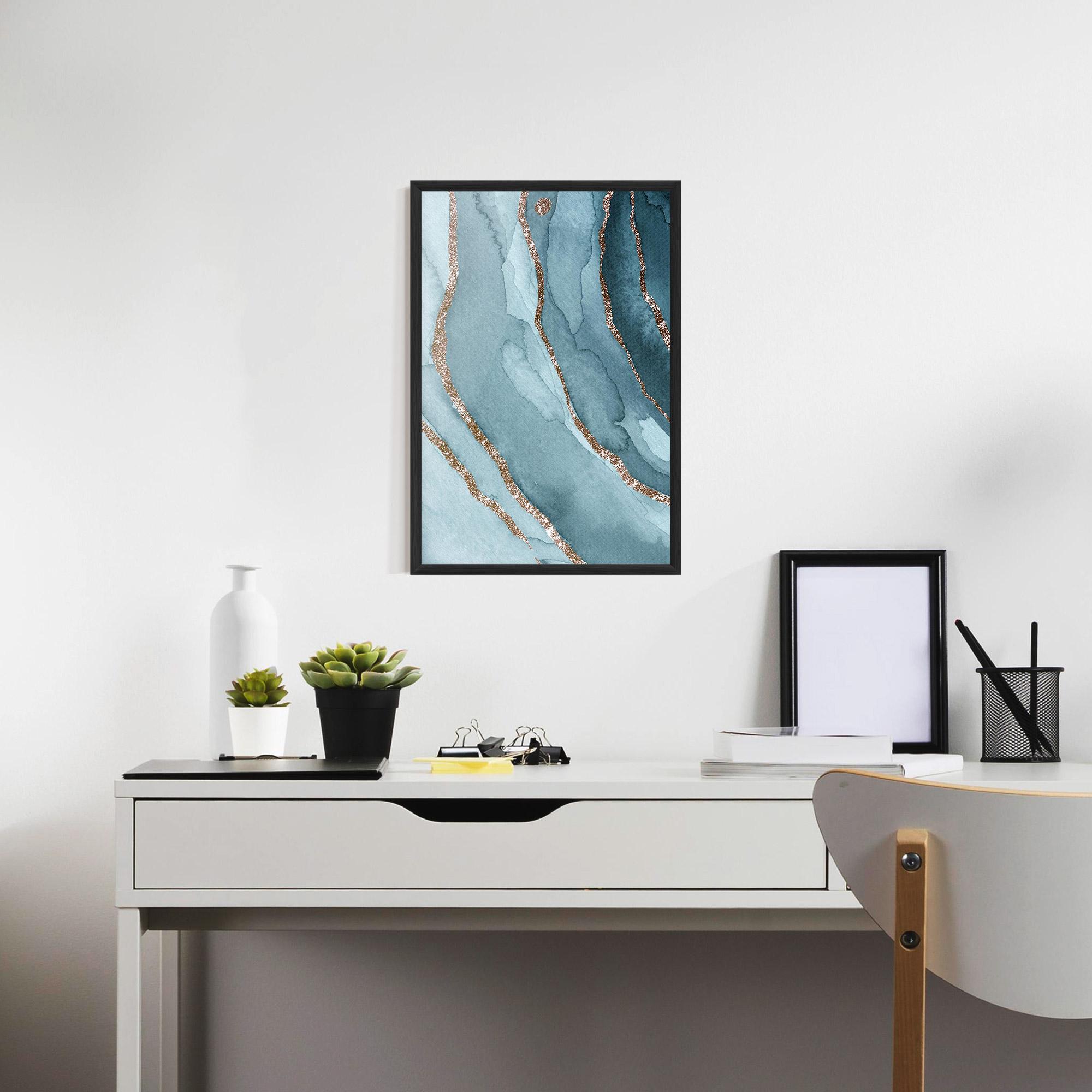 Keretezett Poszter Blue Golden Glitter mockup 7