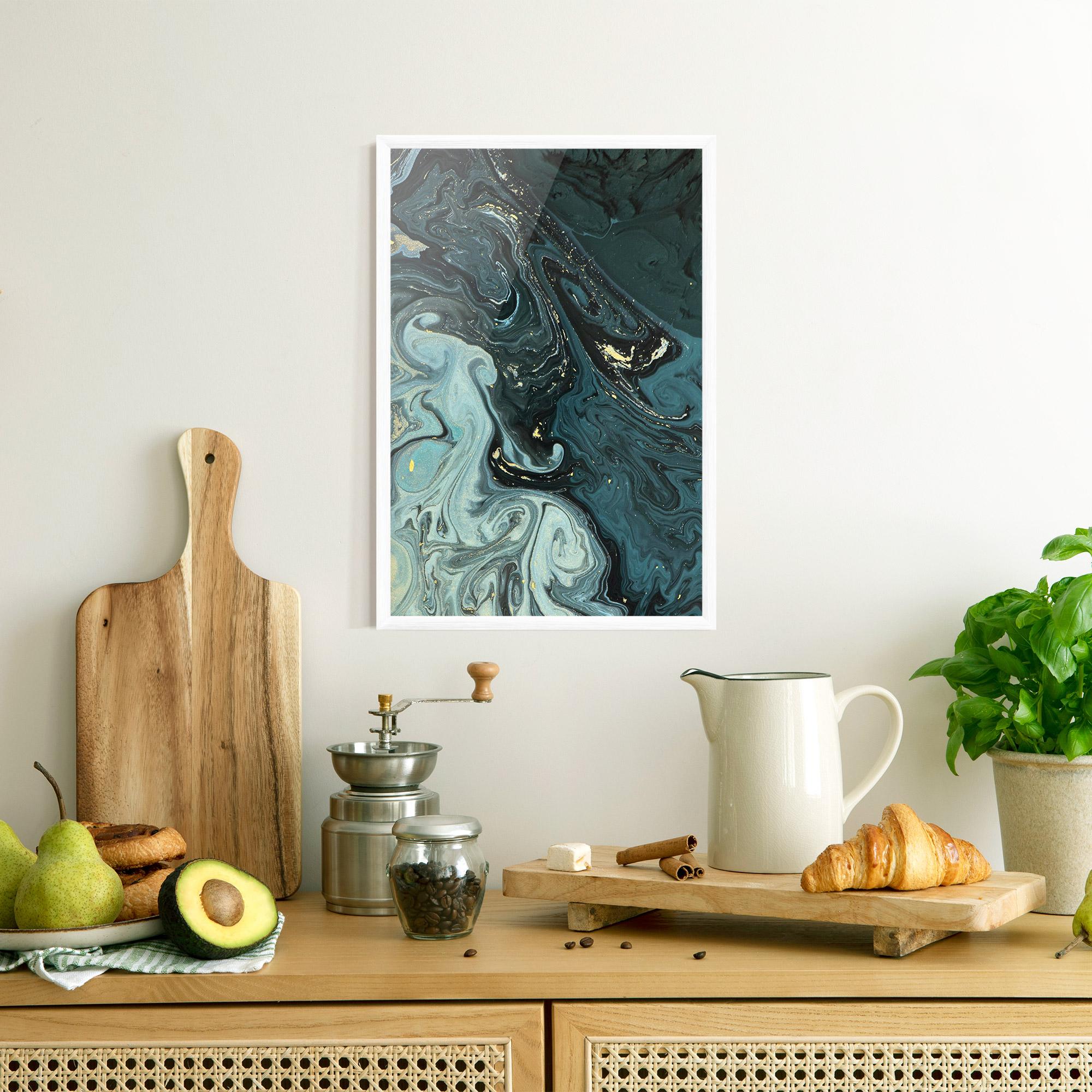 Keretezett Poszter Dark Blue Golden Marble mockup 8