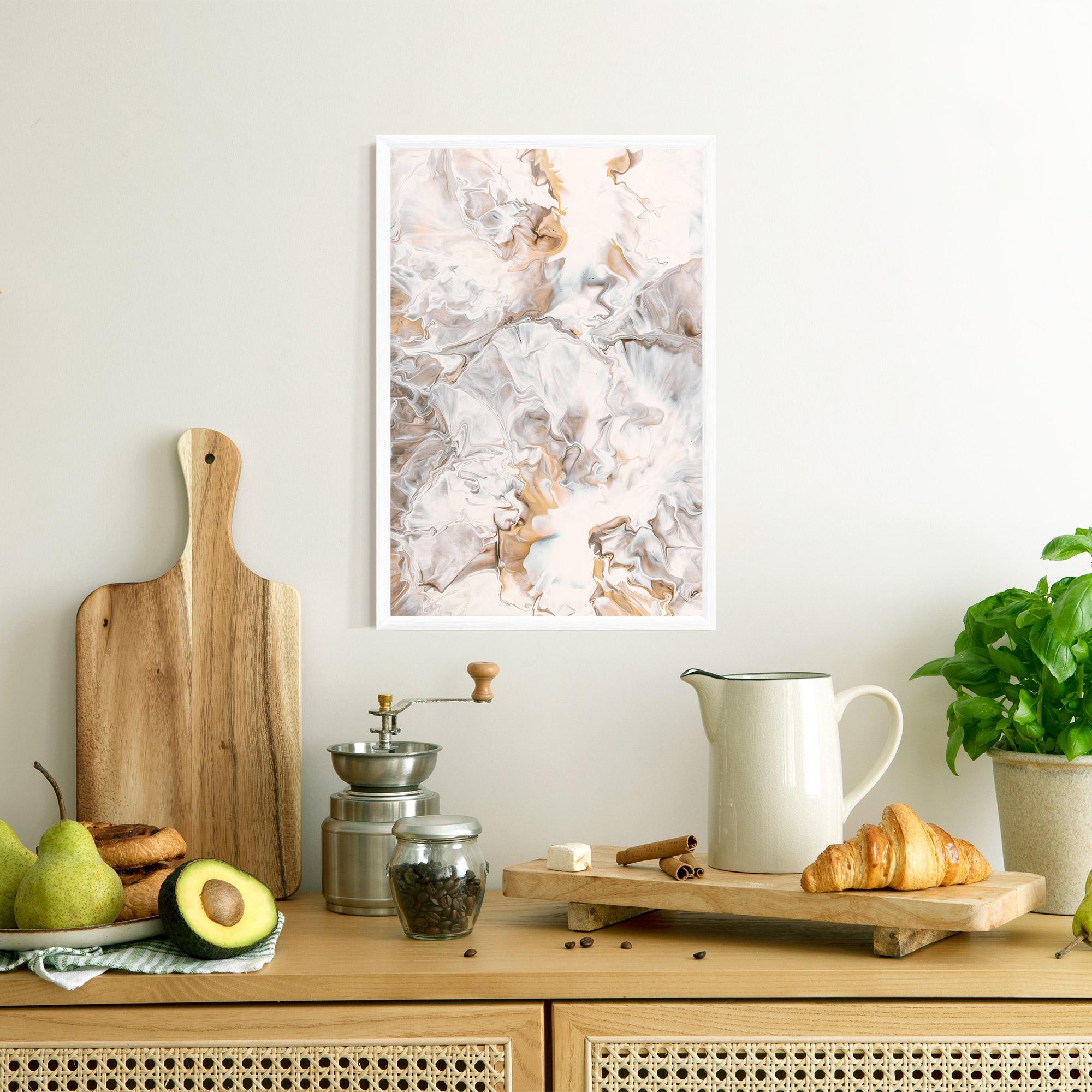 Keretezett Poszter White Gold Abstract mockup 8