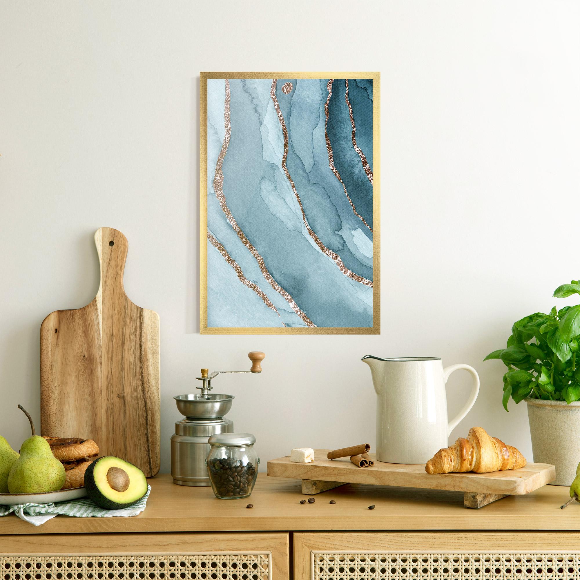 Keretezett Poszter Blue Golden Glitter mockup 8