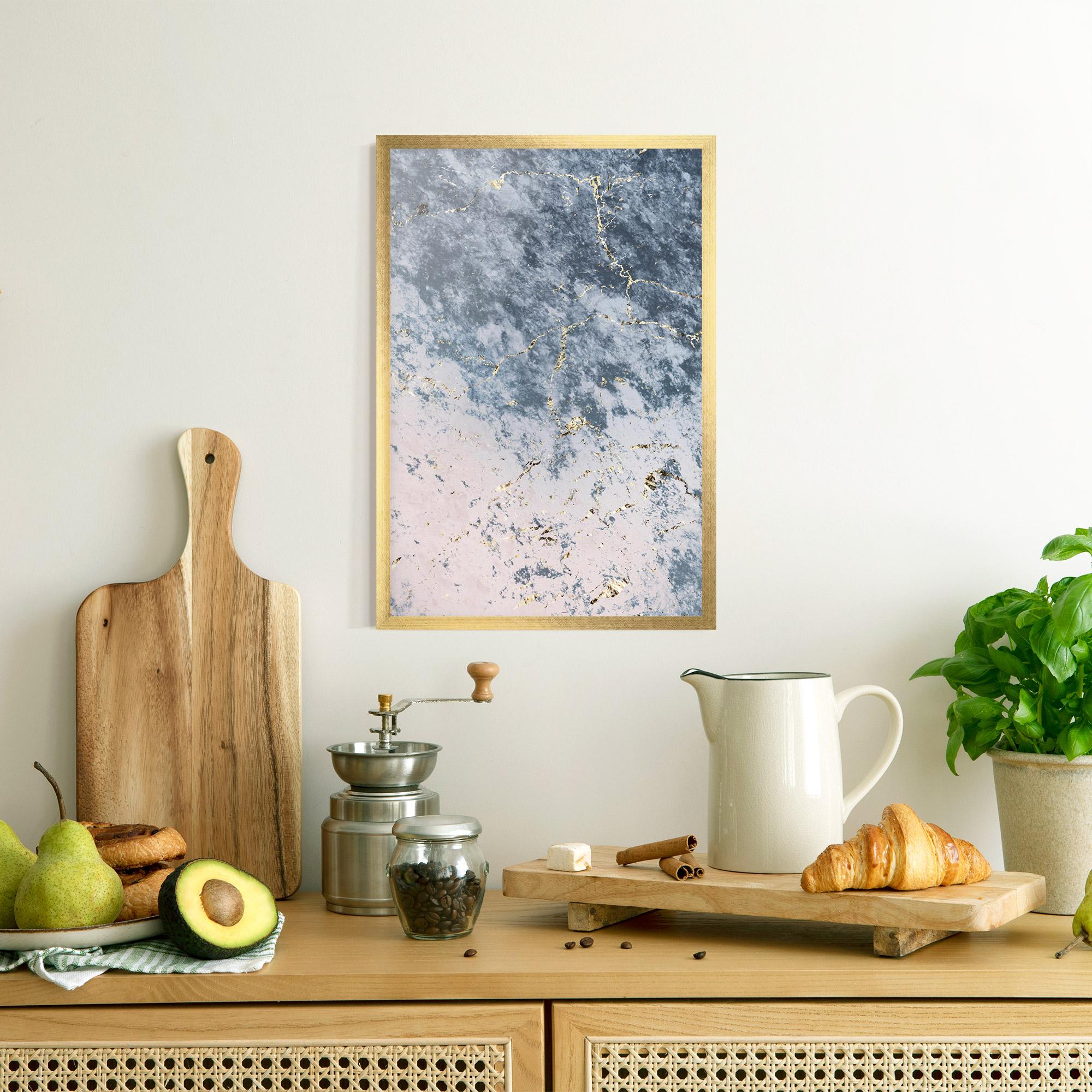 Keretezett Poszter Blue Golden Lines mockup 8