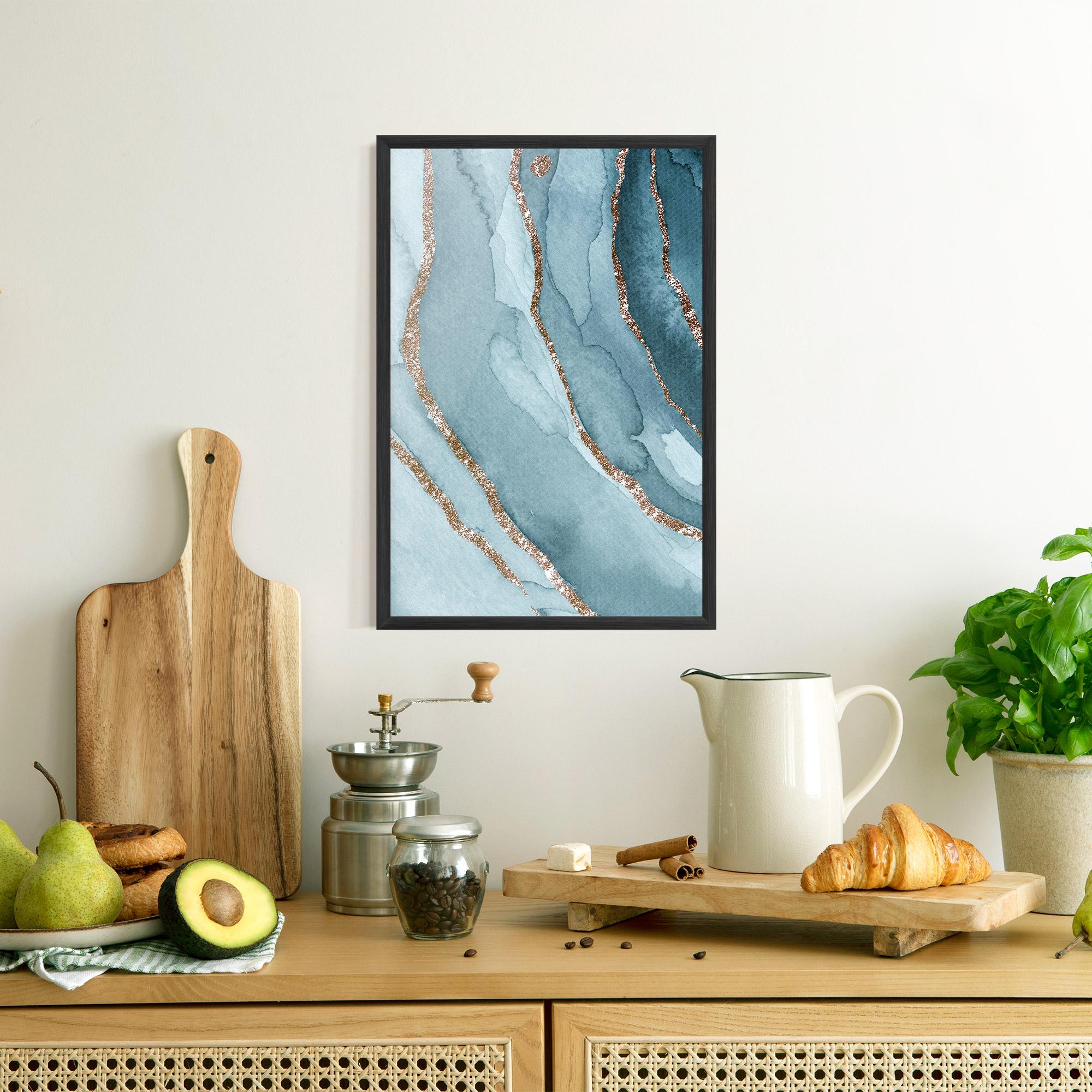 Keretezett Poszter Blue Golden Glitter mockup 8