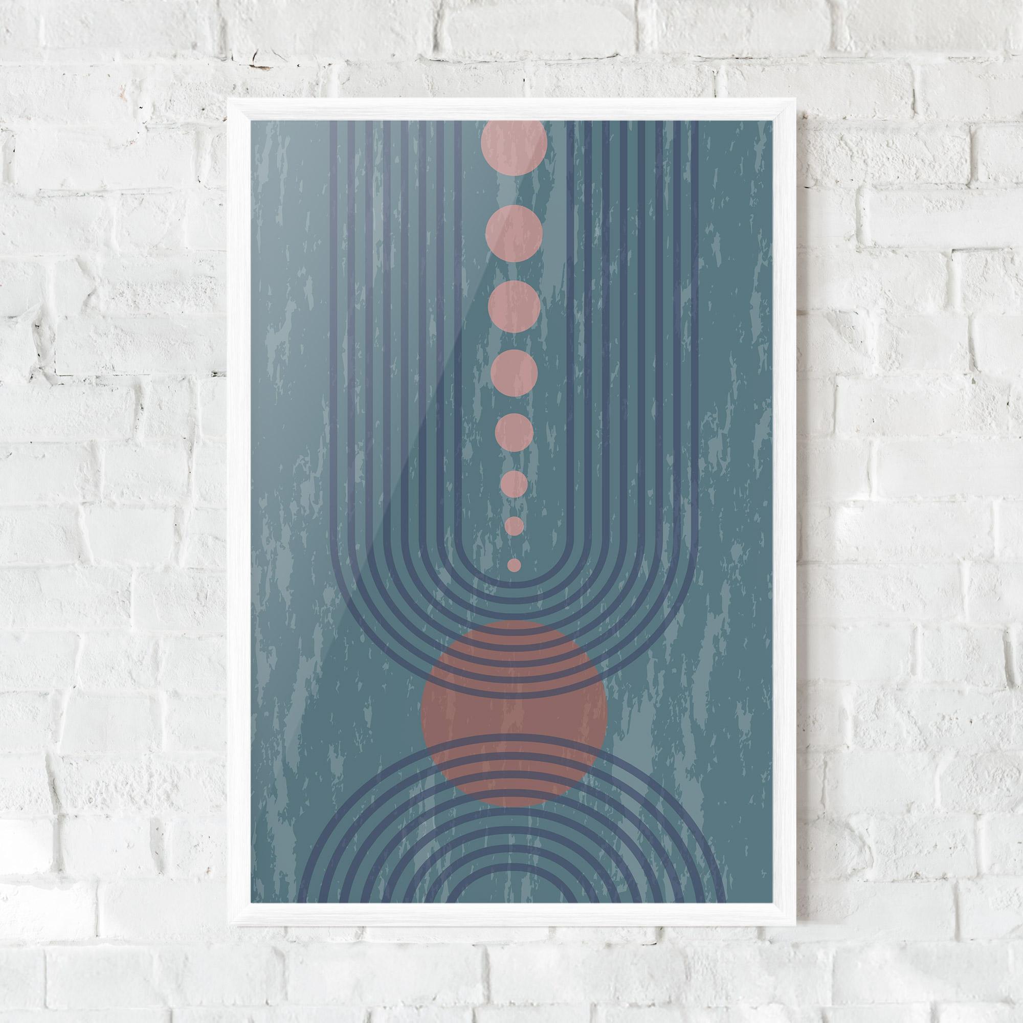 Keretezett Poszter Pink Circle On Blue mockup 0