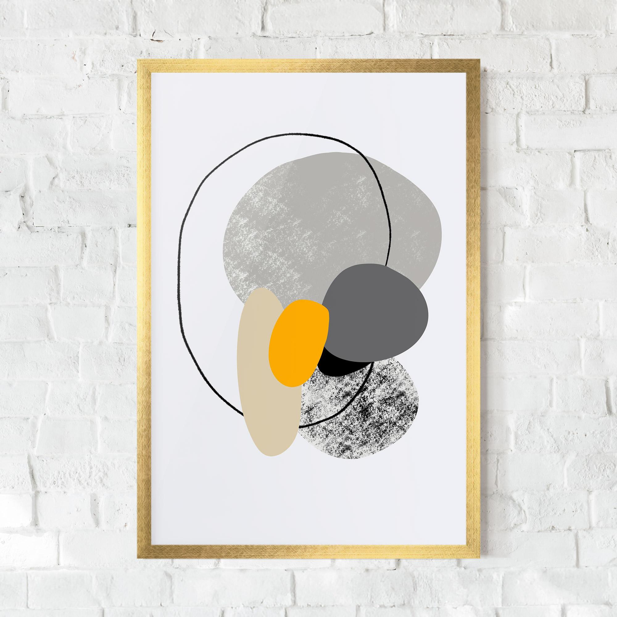 Keretezett Poszter Grey Orange Shape mockup 0